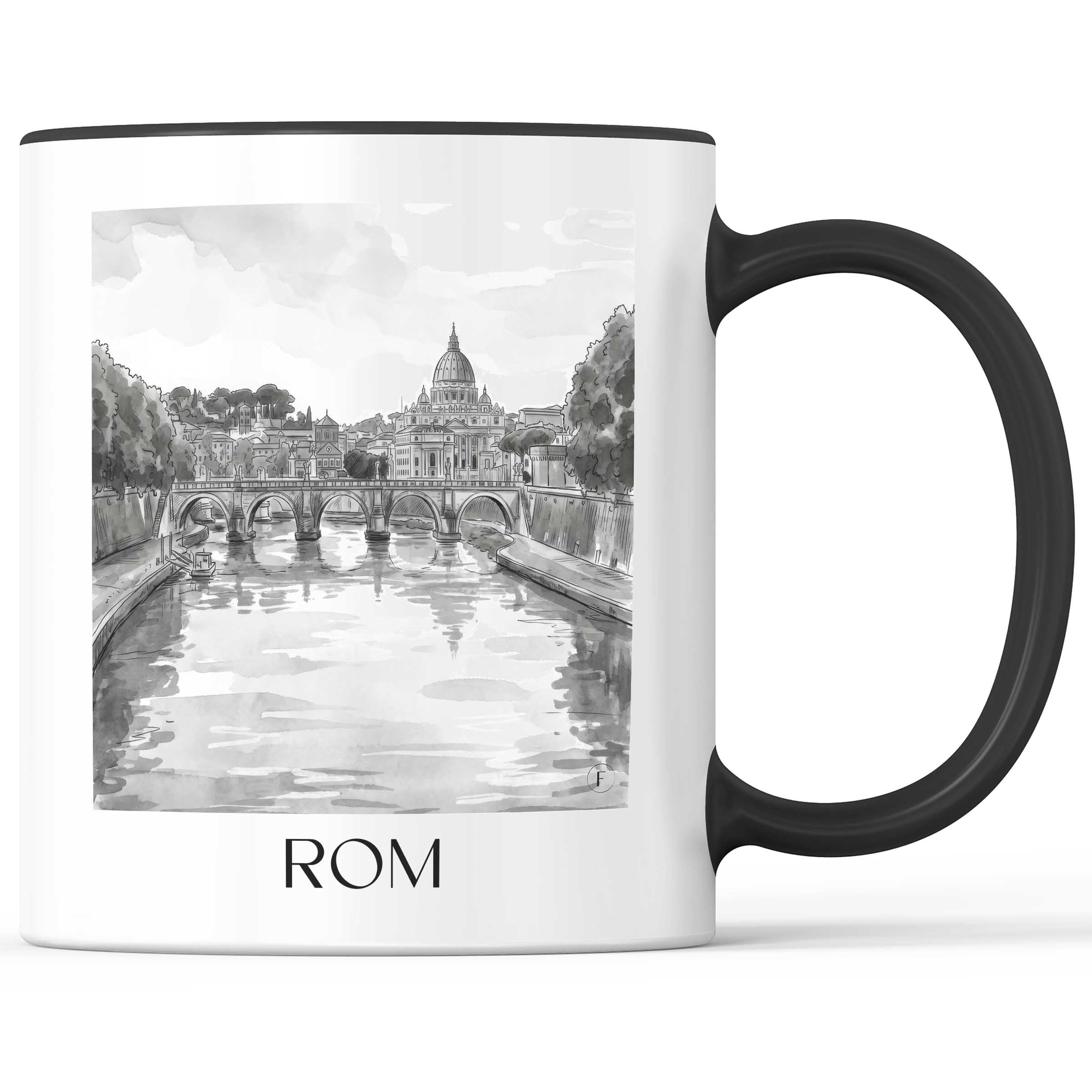 rom-italien-kaffeebecher-aquarell-schwarz-weiss