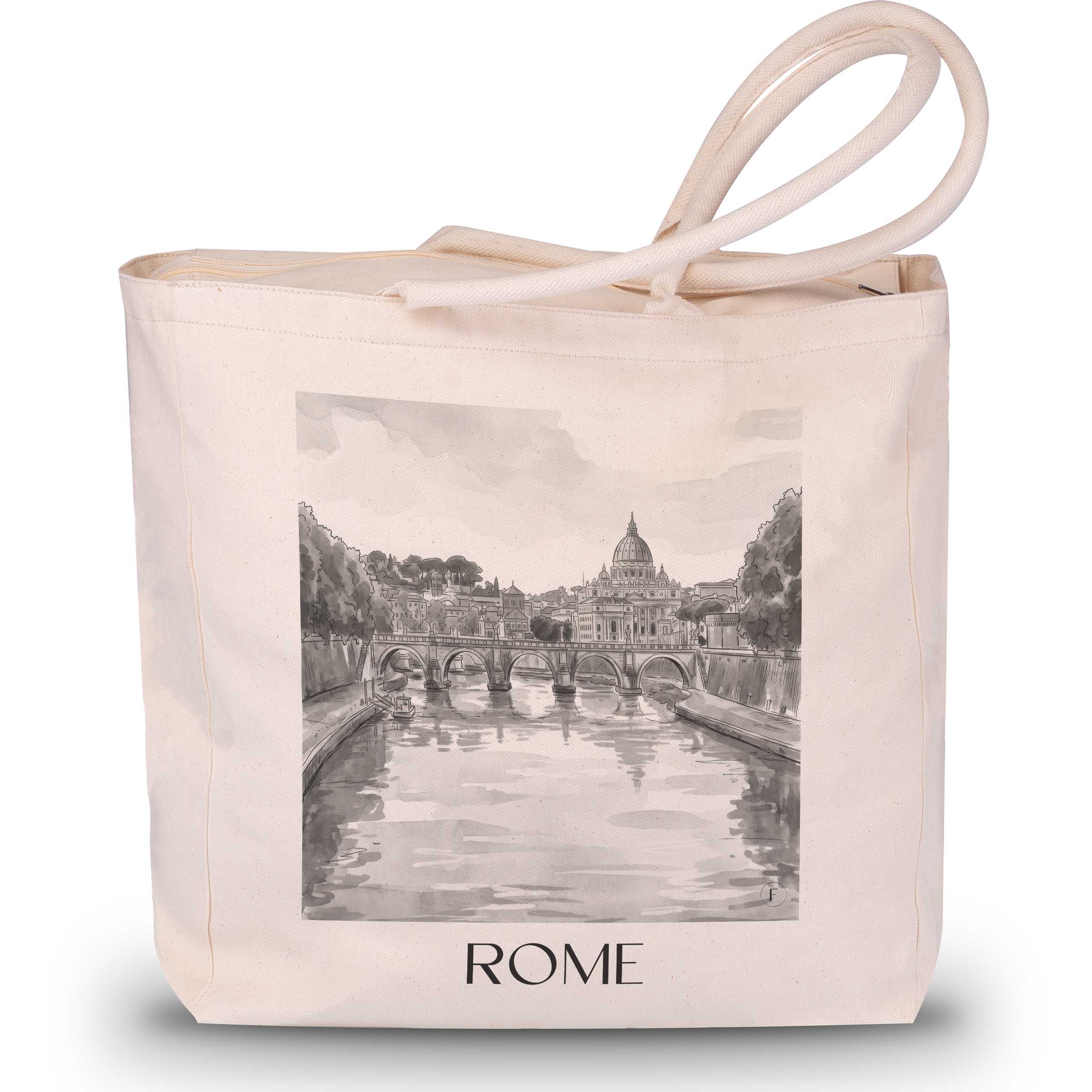 Rom - Italien Tote Bag - Einkaufstasche im Aquarell Schwarz-Weiß Stil - favplace
