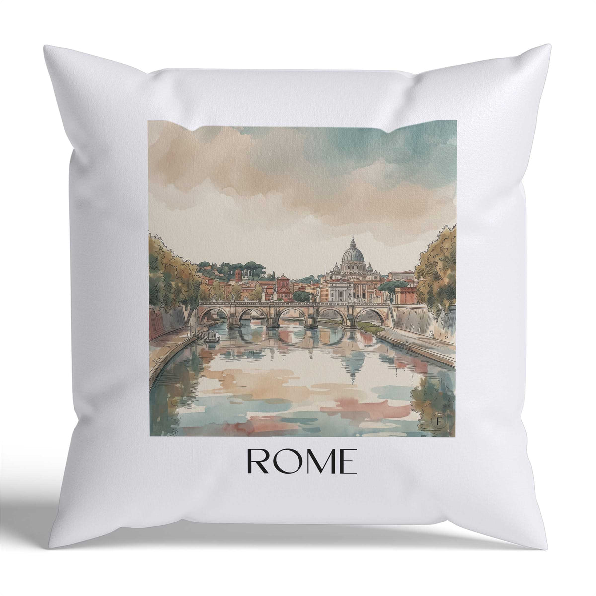 Rom Kissenhülle - Zierkissen Bezug - Italien - Italien Kissen bzw. Kissenbezug im Aquarell Stil - favplace
