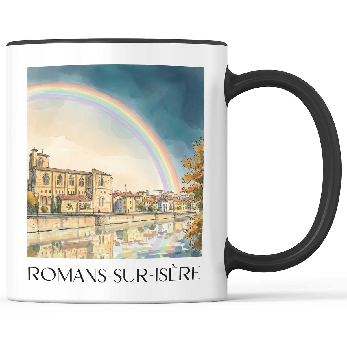 romans-sur-isère-drôme-frankreich-kaffeebecher-aquarell