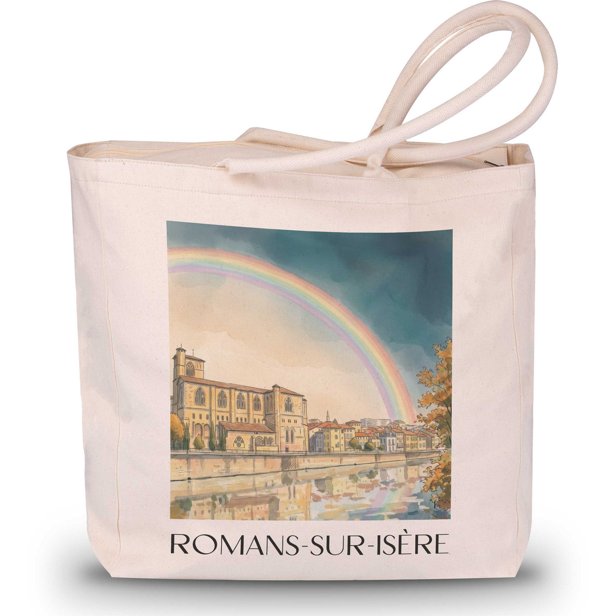 Romans-sur-Isère Shopping Tasche - Drôme - Frankreich Tote Bag - Einkaufstasche im Aquarell Stil - favplace
