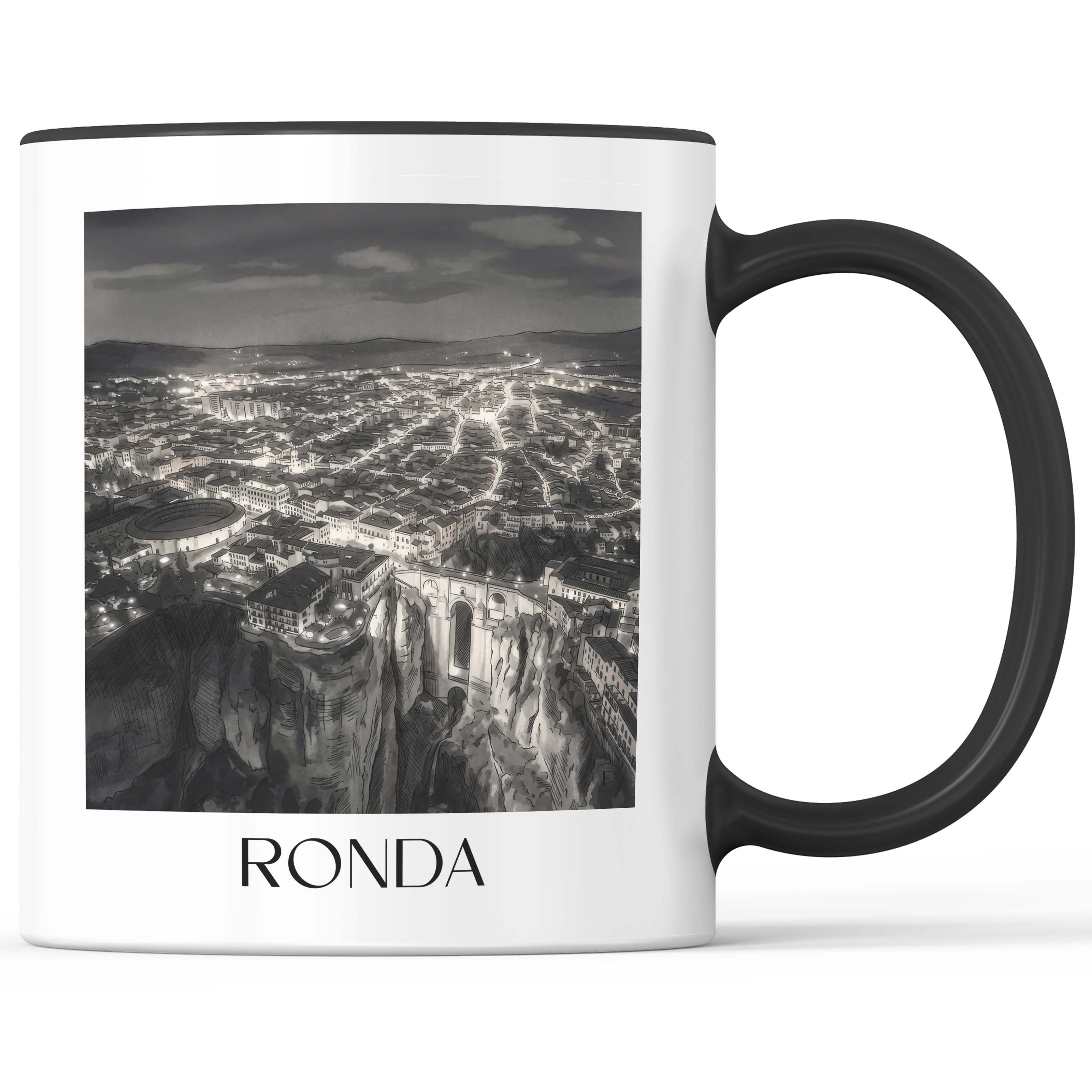 ronda-spanien-spanien-kaffeebecher-aquarell-schwarz-weiss