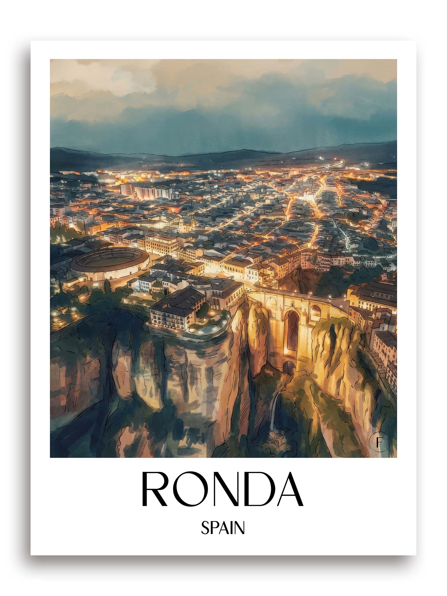 Ronda Poster - Spanien - Spanien und Spanien Kunstdruck - Aquarell von A4 bis A1 - favplace