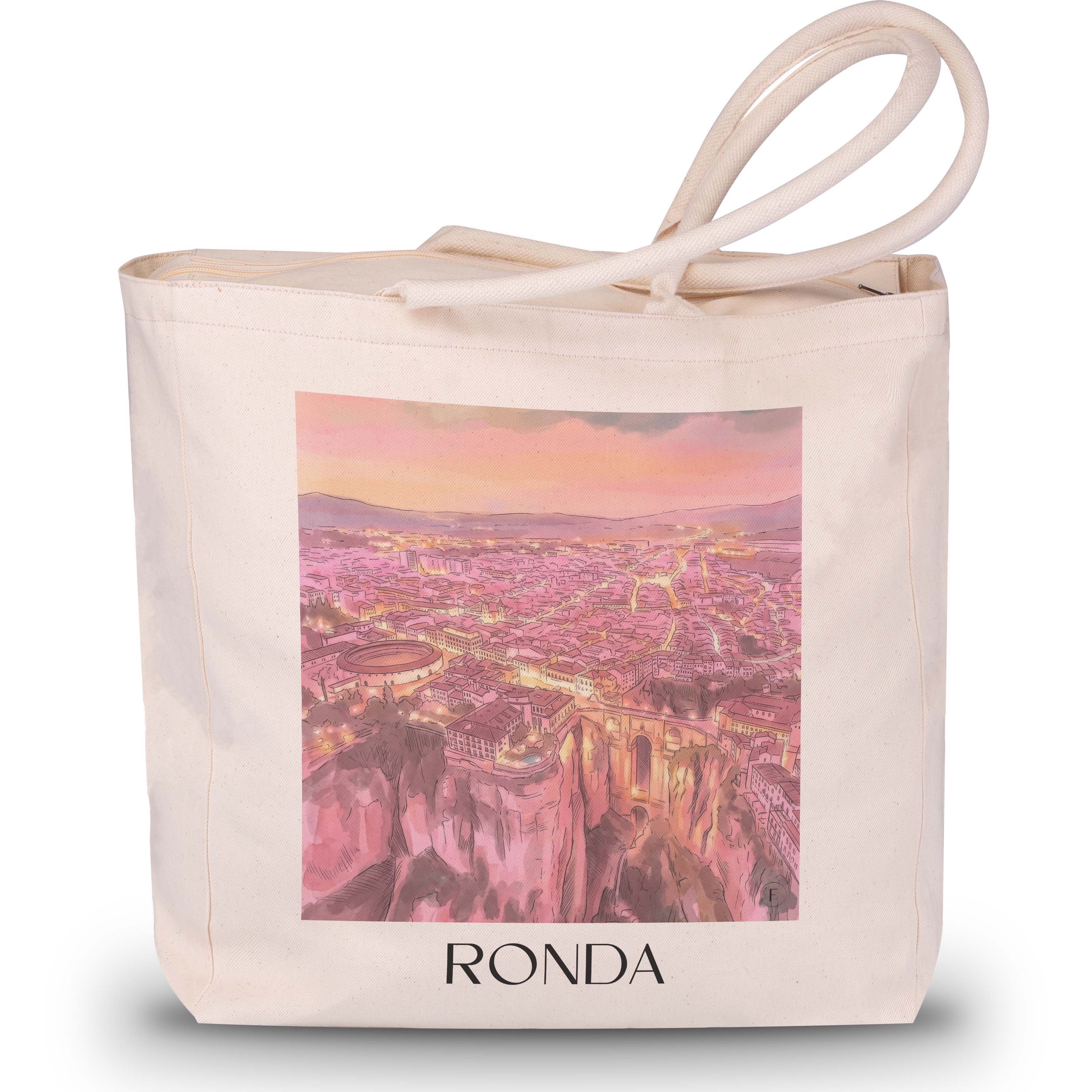 ronda-spanien-spanien-einkaufstasche-aquarell-pink-rosa