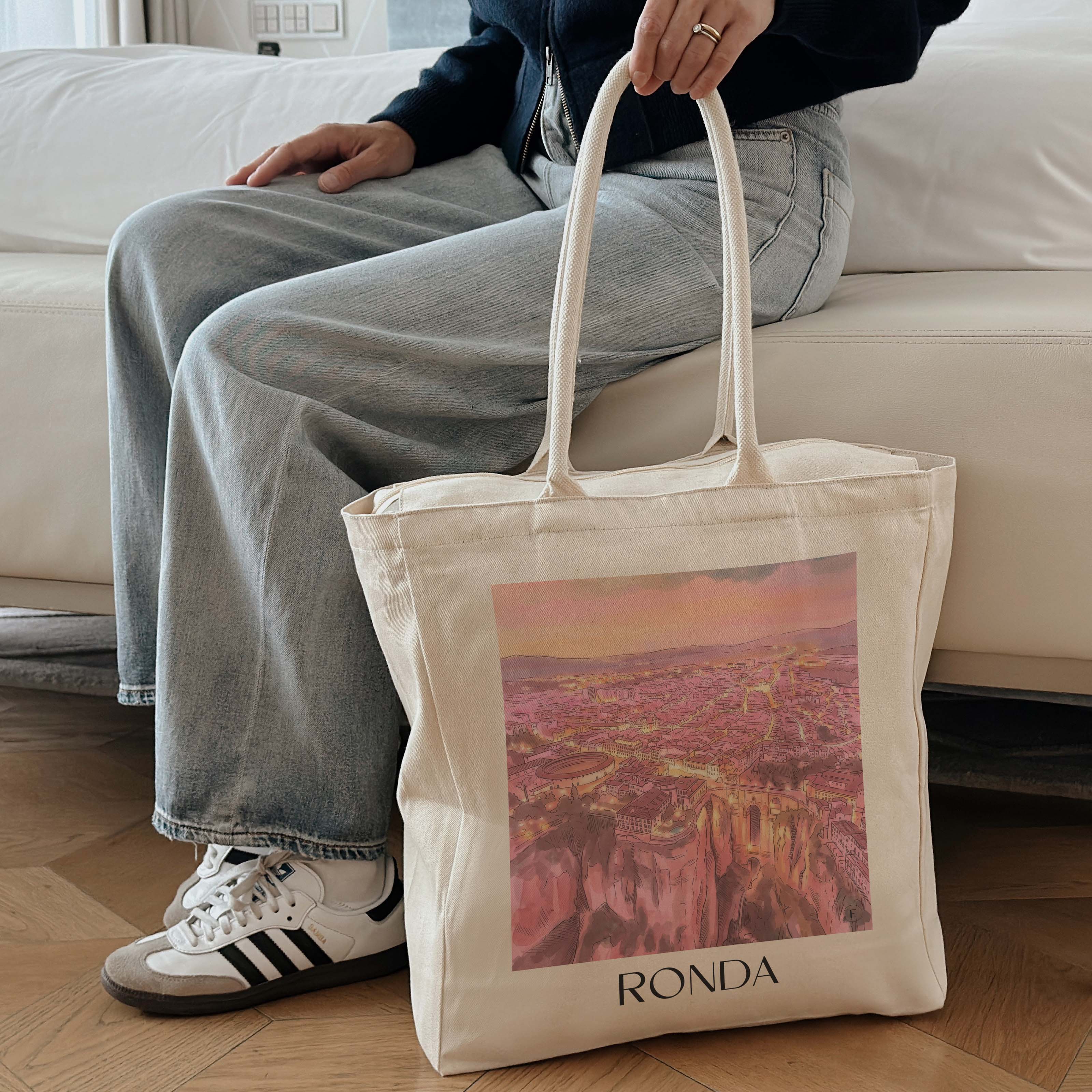 ronda-spanien-spanien-einkaufstasche-aquarell-pink-rosa