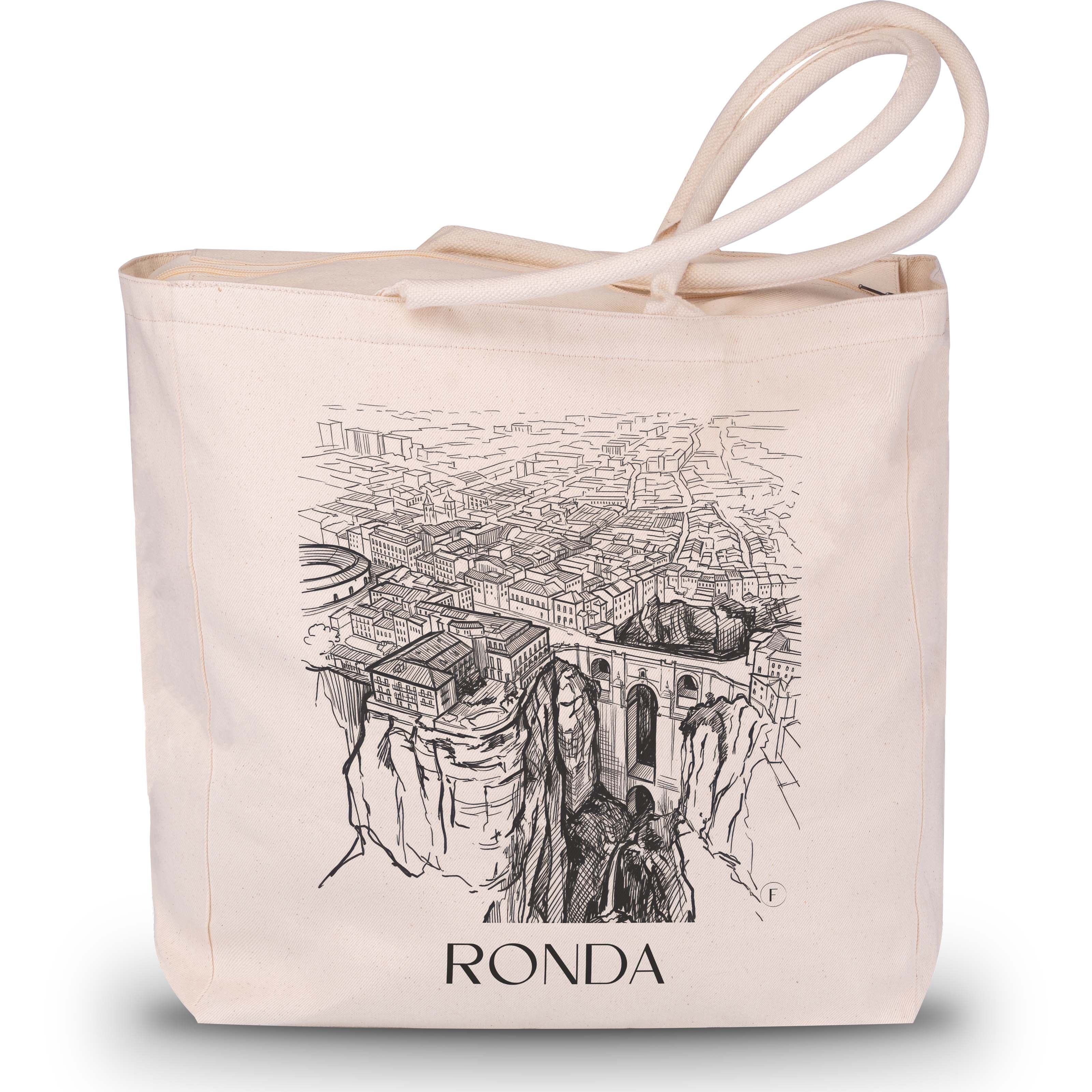 Ronda Shopping Tasche - Spanien - Spanien Tote Bag - Einkaufstasche im Skizze Stil - favplace