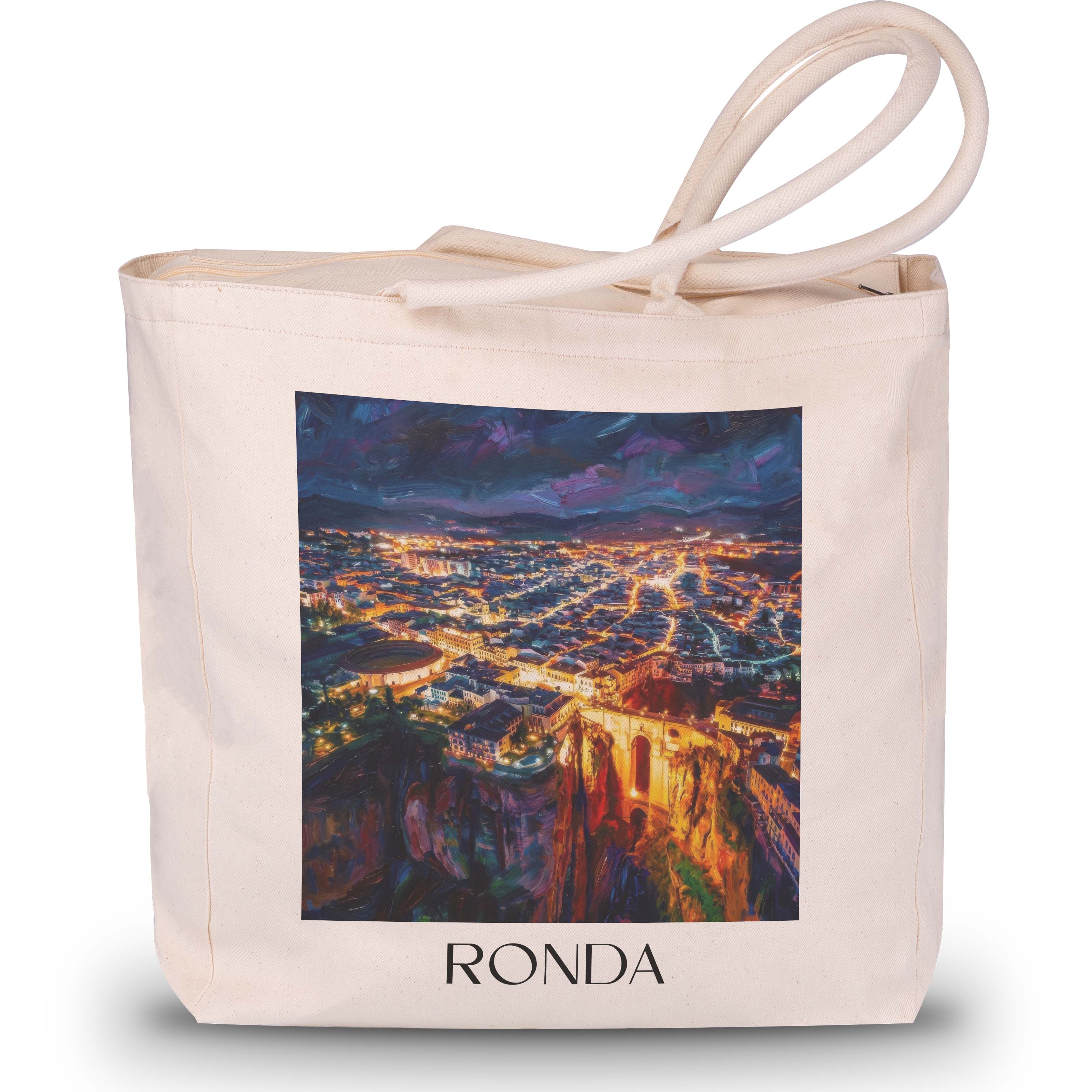 Ronda Shopping Tasche - Spanien - Spanien Tote Bag - Einkaufstasche im Ölgemälde Stil - favplace