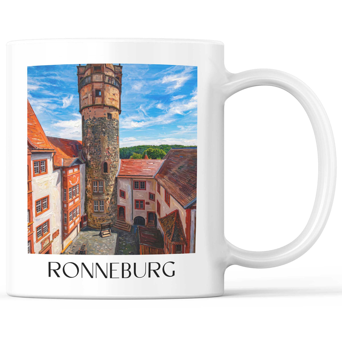Ronneburg Kaffeebecher - Wetterau - Deutschland Becher - Kaffeetasse im Ölgemälde Stil