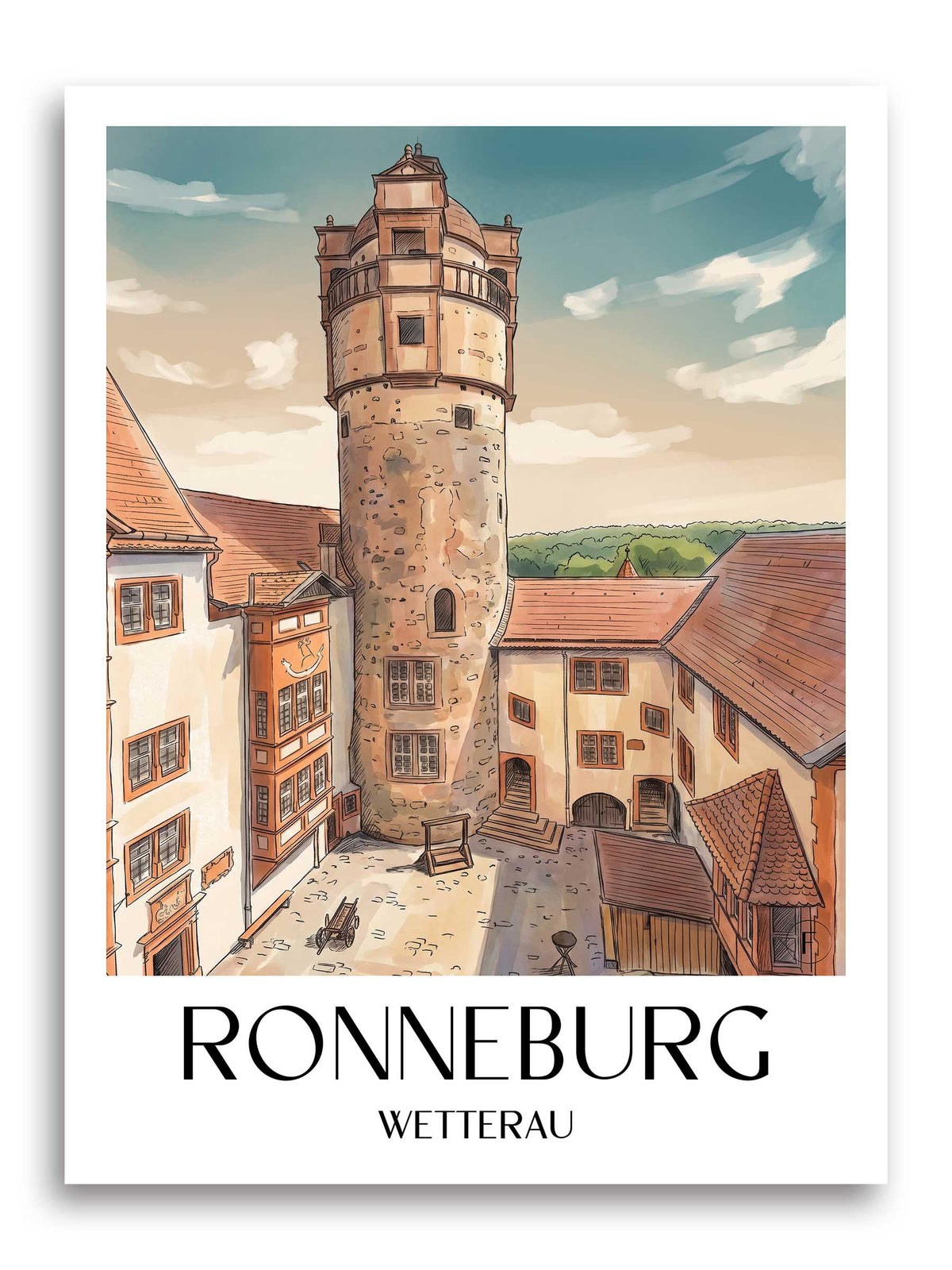 ronneburg-wetterau-deutschland-poster-aquarell