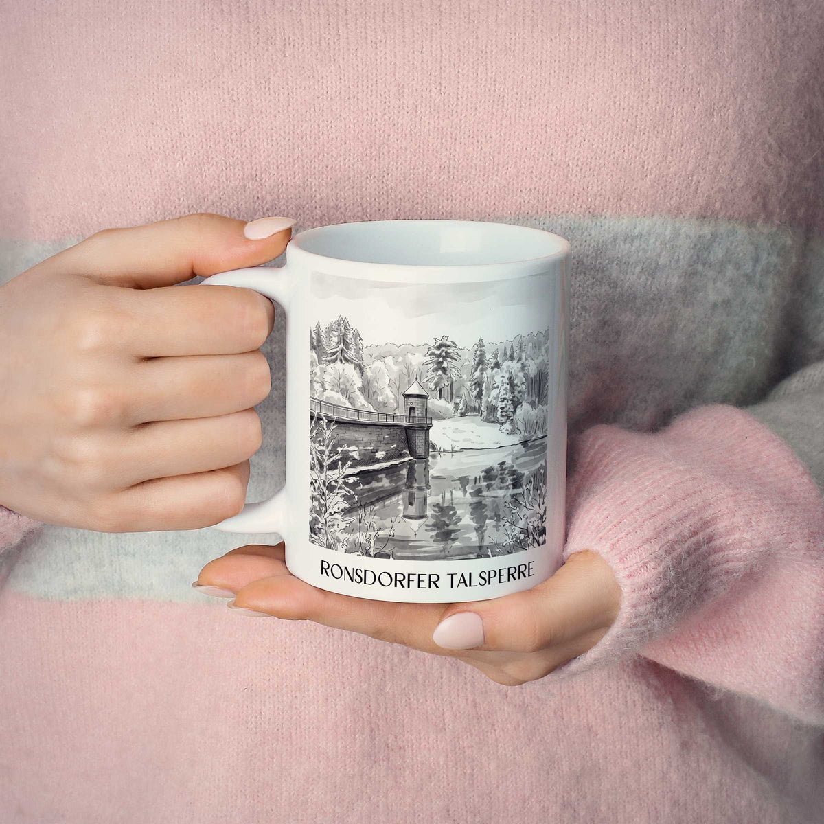 ronsdorfer-talsperre-wuppertal-deutschland-kaffeebecher-aquarell-schwarz-weiss