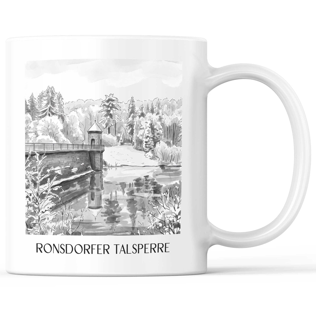 ronsdorfer-talsperre-wuppertal-deutschland-kaffeebecher-aquarell-schwarz-weiss