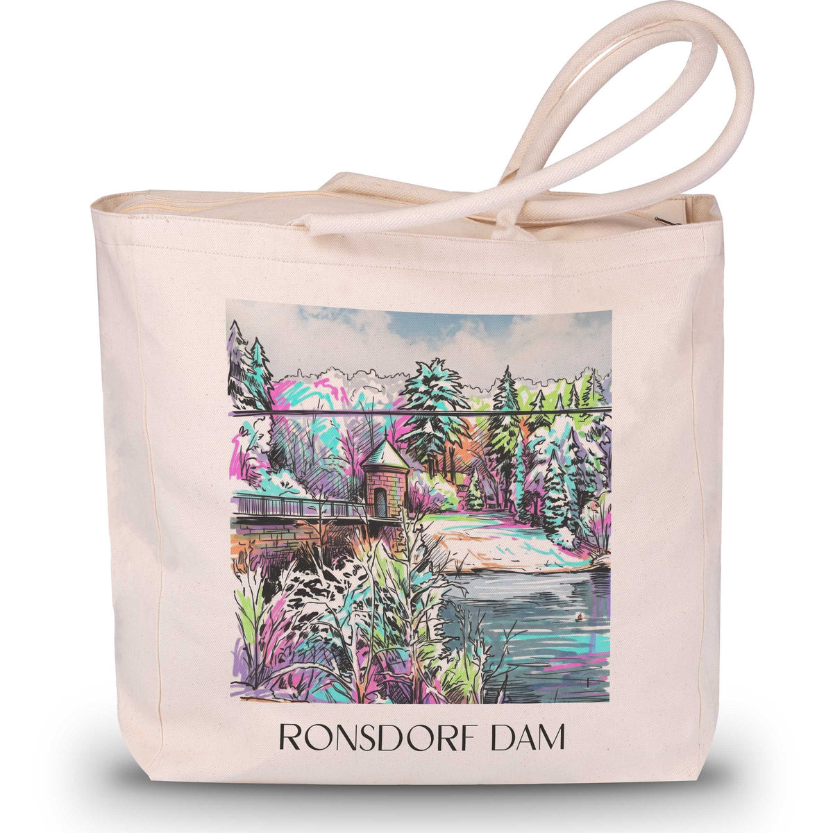 Ronsdorfer Talsperre Shopping Tasche - Wuppertal - Deutschland Tote Bag - Einkaufstasche im Tag Graffiti Stil - favplace