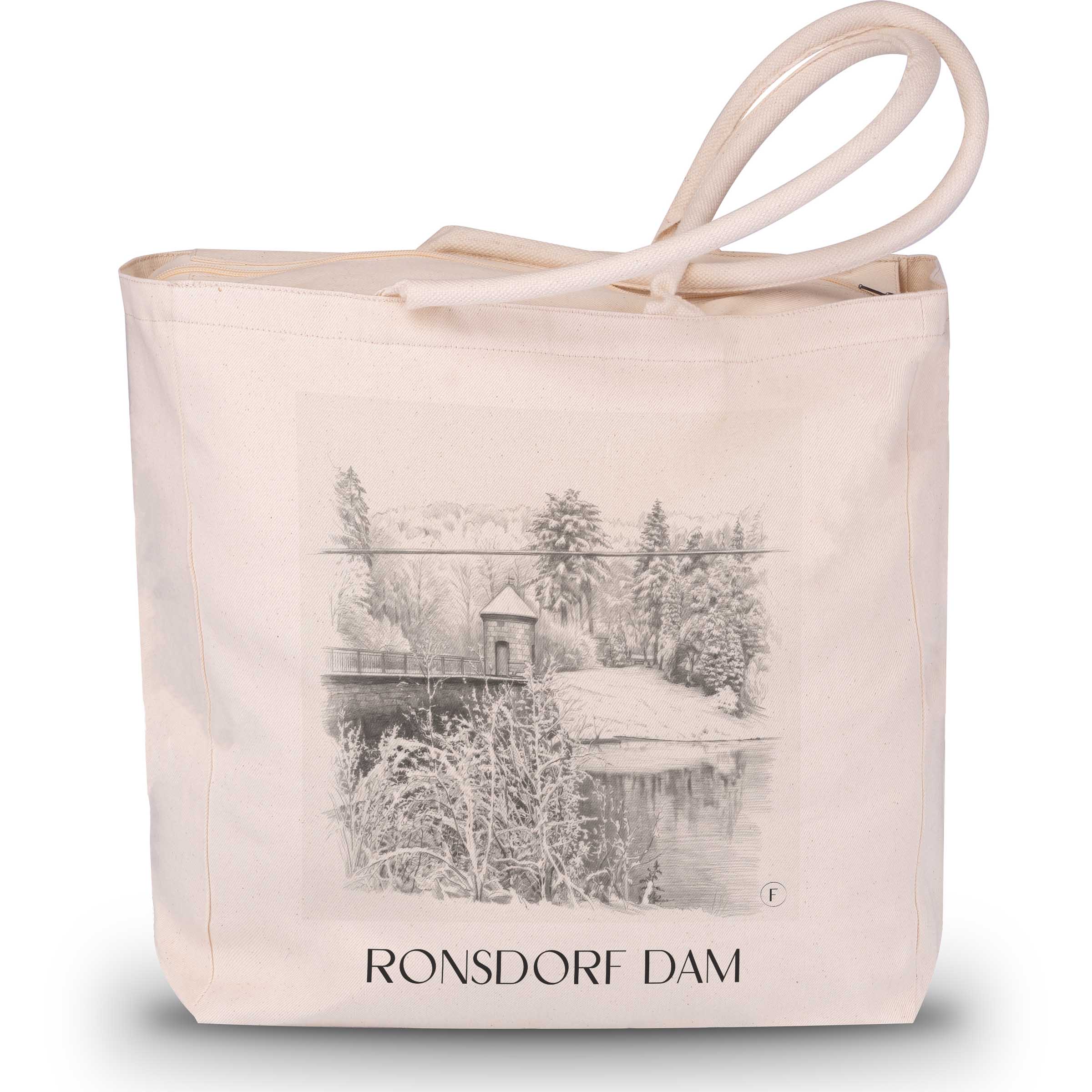 Ronsdorf Dam Shopping Bag - Wuppertal - Germany Tote Bag - Drawing Style Shopping Bag