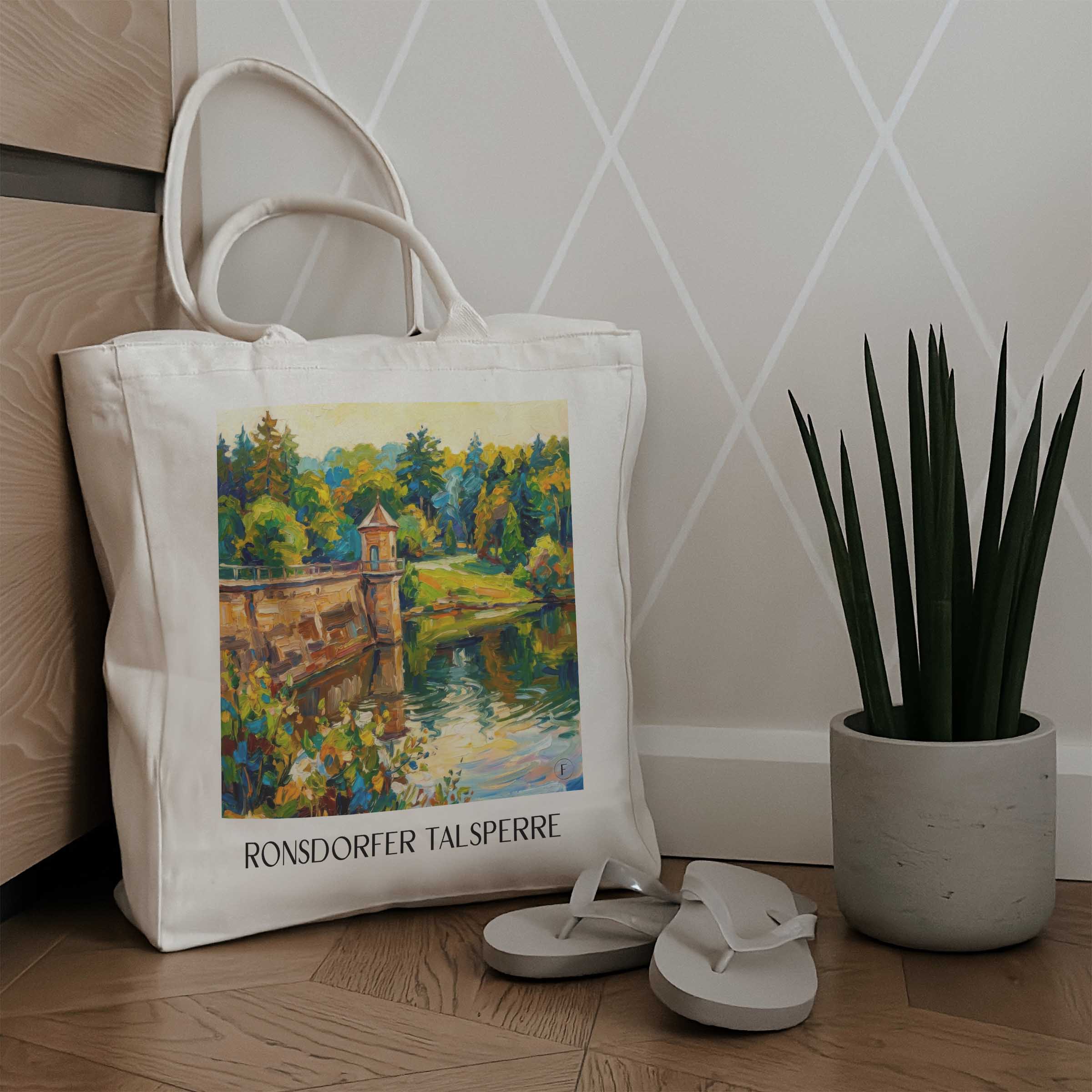 ronsdorfer-talsperre-wuppertal-deutschland-einkaufstasche-oil-painting-oelgemaelde