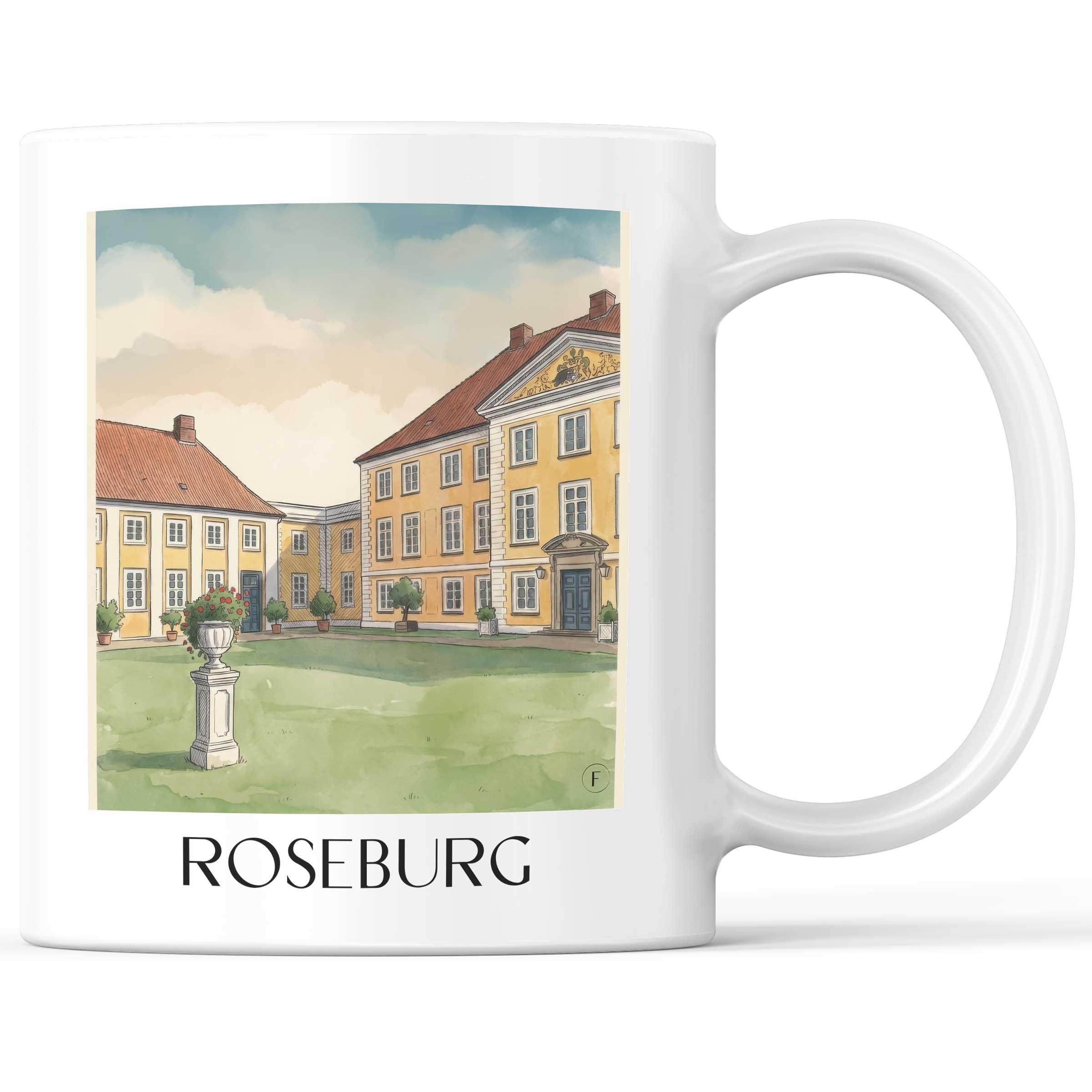 Roseburg Kaffeebecher - Schleswig-Holstein - Deutschland Becher - Kaffeetasse im Aquarell Stil - favplace
