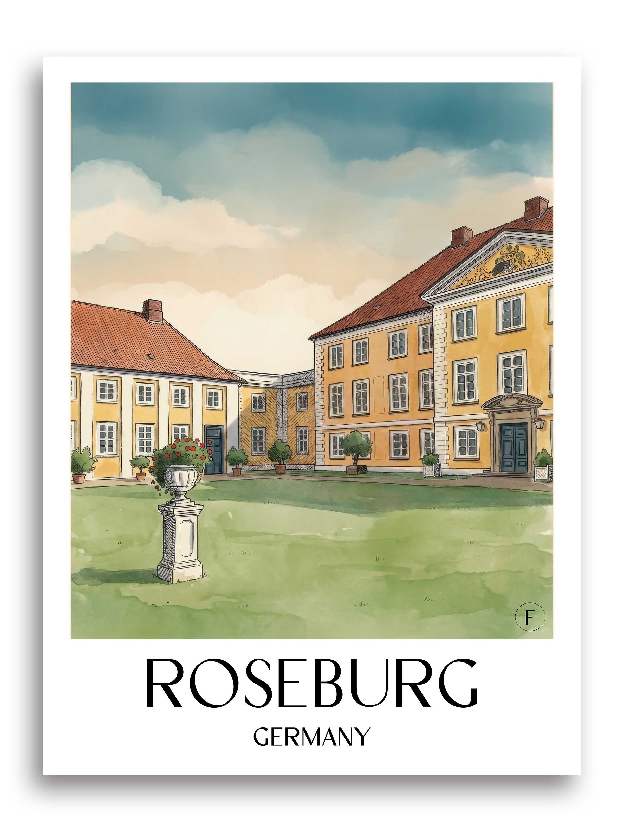 Roseburg Poster - Schleswig-Holstein - Deutschland Kunstdruck - Aquarell von A4 bis A1 - favplace