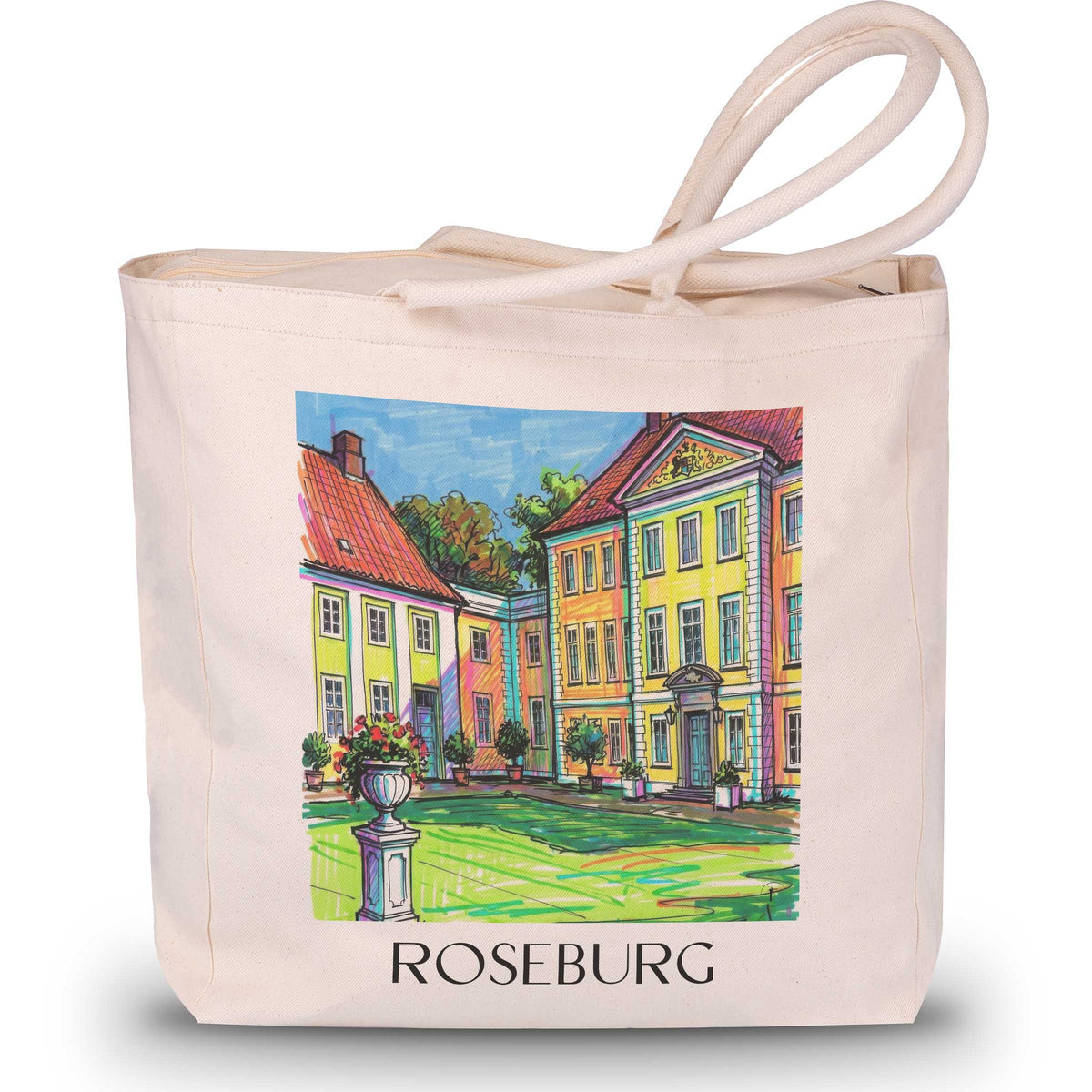 Roseburg Shopping Tasche - Schleswig-Holstein - Deutschland Tote Bag - Einkaufstasche im Tag Graffiti Stil - favplace