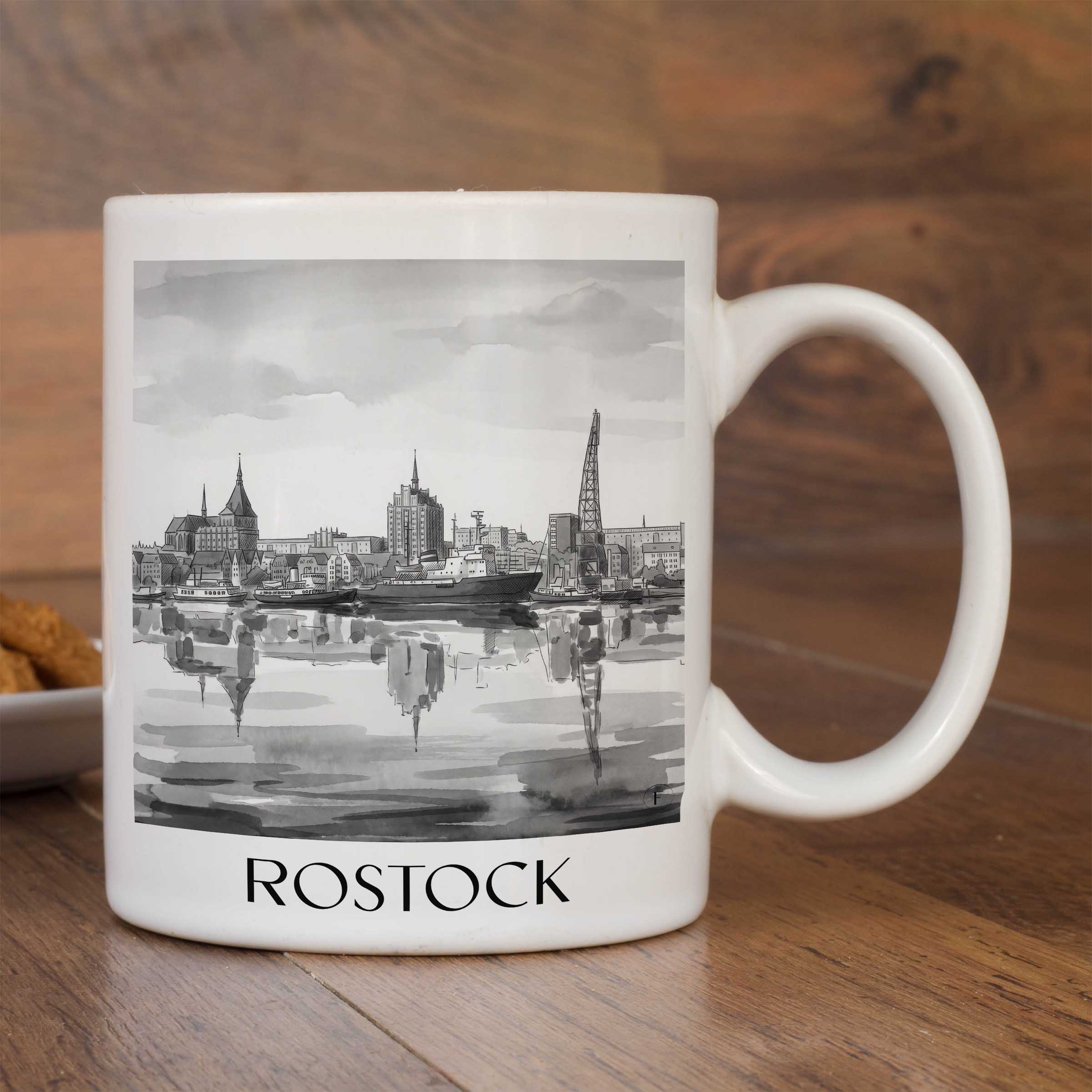 rostock-deutschland-kaffeebecher-aquarell-schwarz-weiss