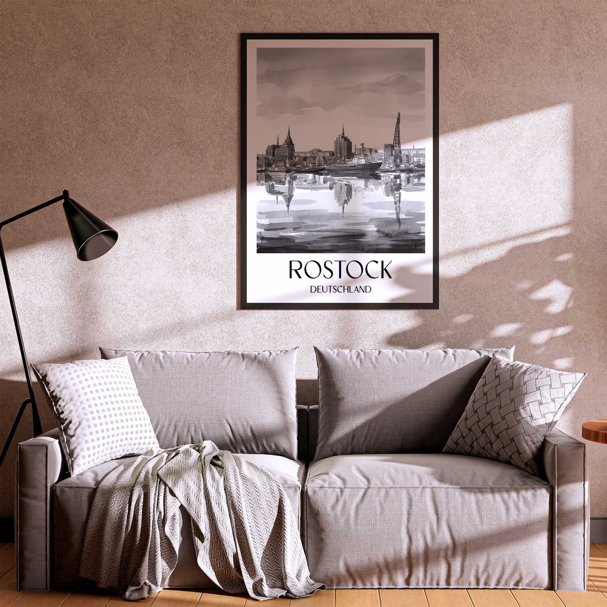 rostock-deutschland-poster-aquarell-schwarz-weiss