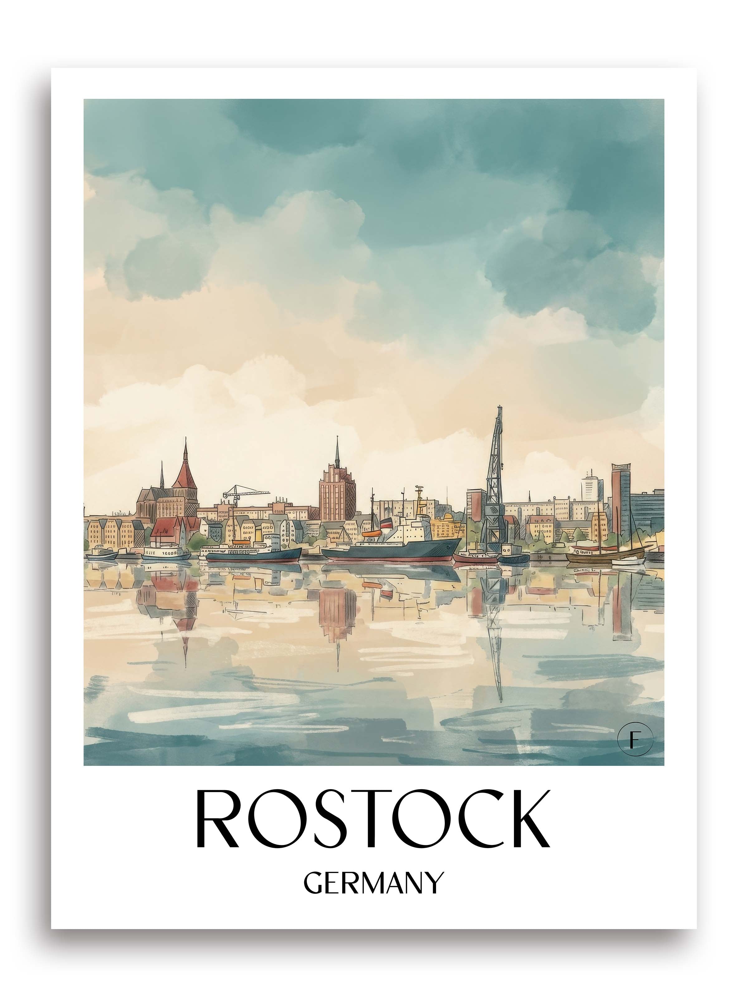 Rostock Poster - Deutschland Kunstdruck - Aquarell von A4 bis A1 - favplace