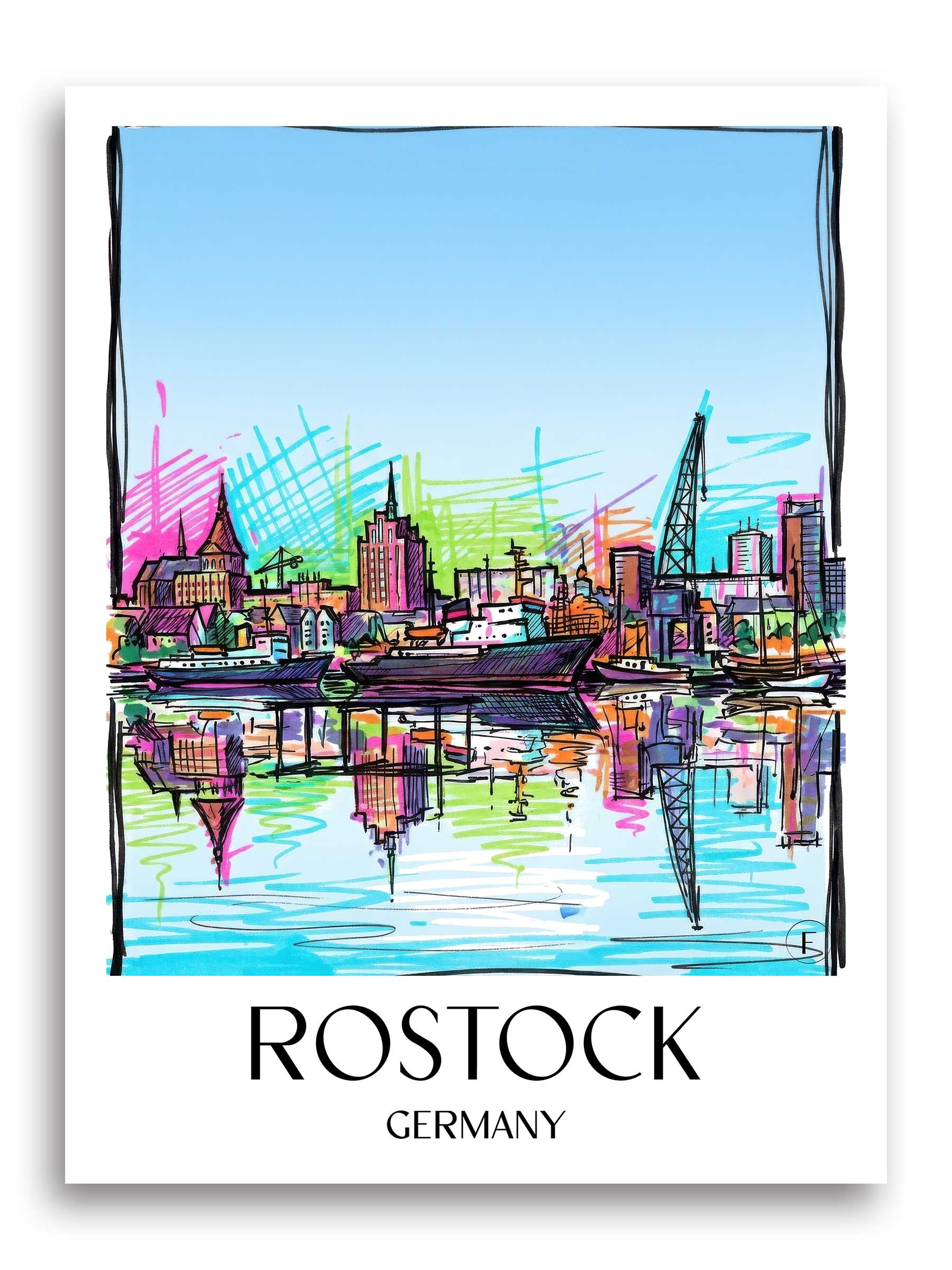 Rostock Poster - - Deutschland Kunstdruck - Tag Graffiti von A4 bis A1 - favplace