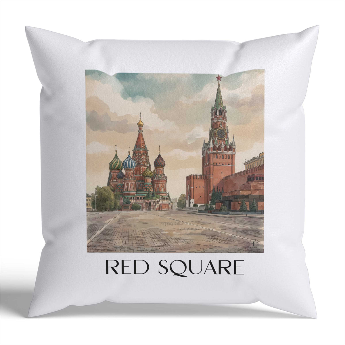 Roter Platz, Kremel Kissenhülle - Zierkissen Bezug - Russland - Russland Kissen bzw. Kissenbezug im Aquarell Stil - favplace
