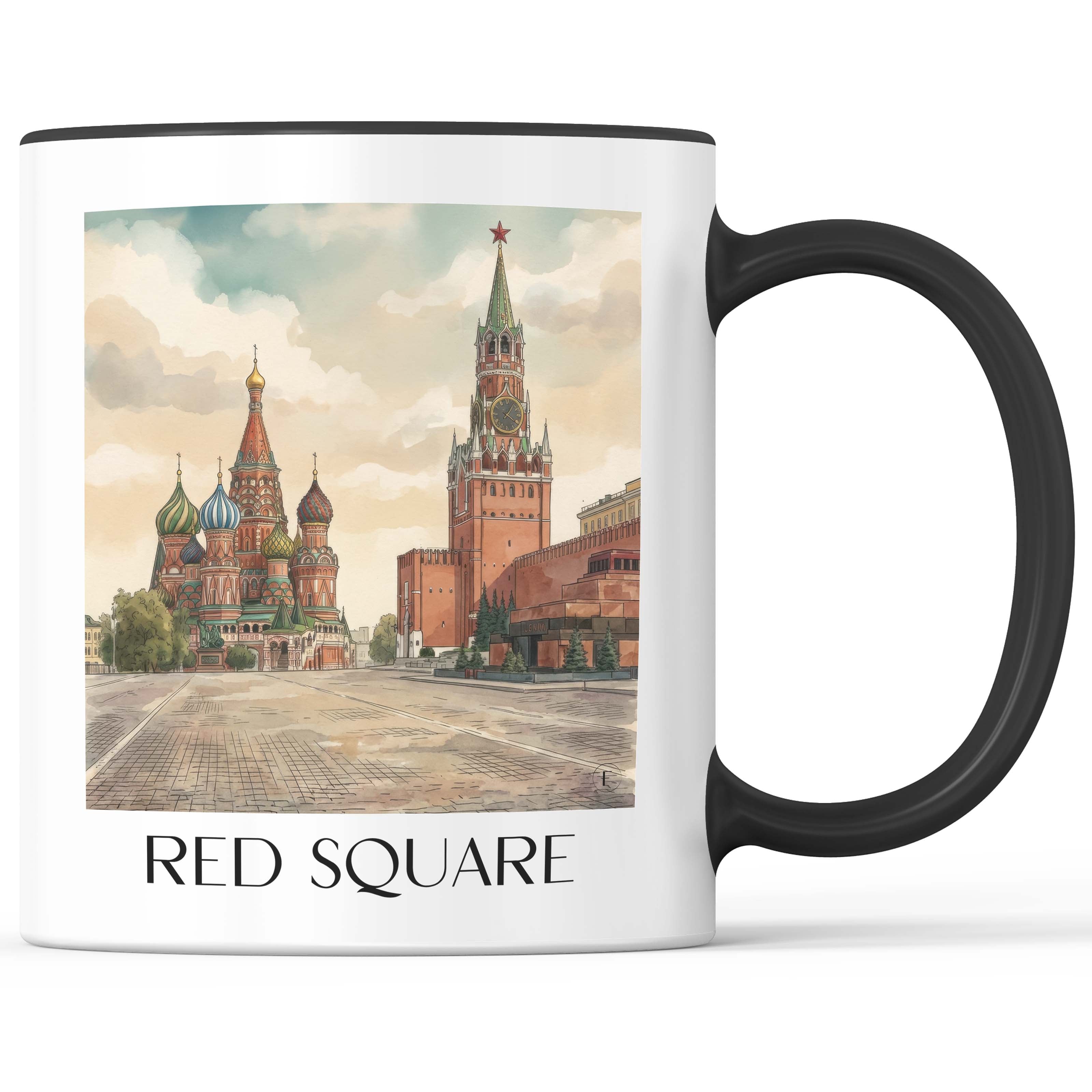 Roter Platz, Kremel - Russland Becher - Kaffeetasse im Aquarell Stil - favplace