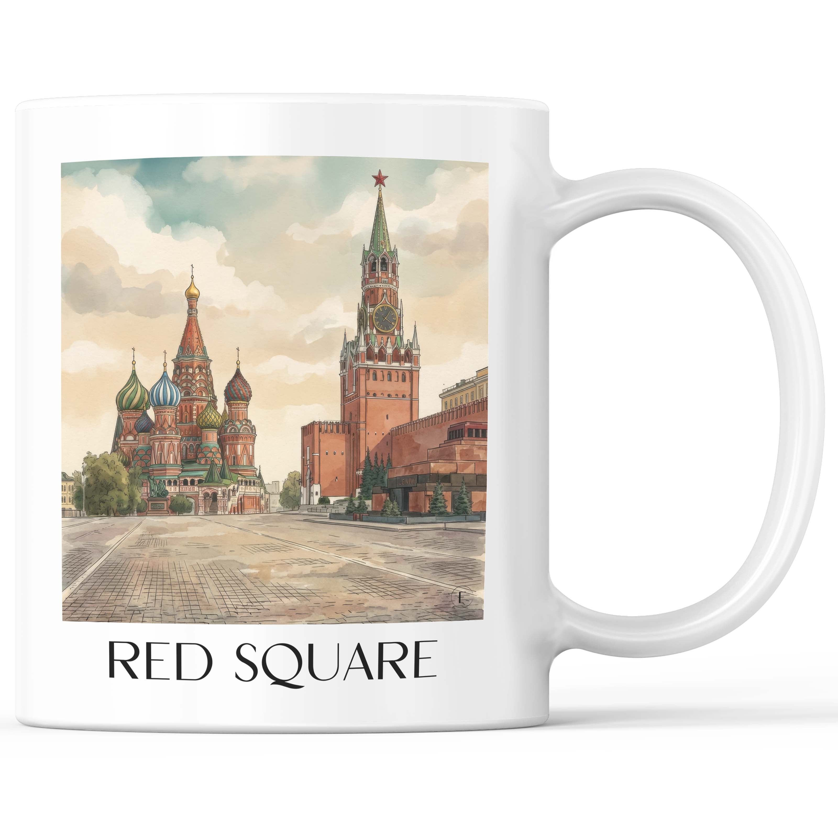 Roter Platz, Kremel - Russland Becher - Kaffeetasse im Aquarell Stil - favplace