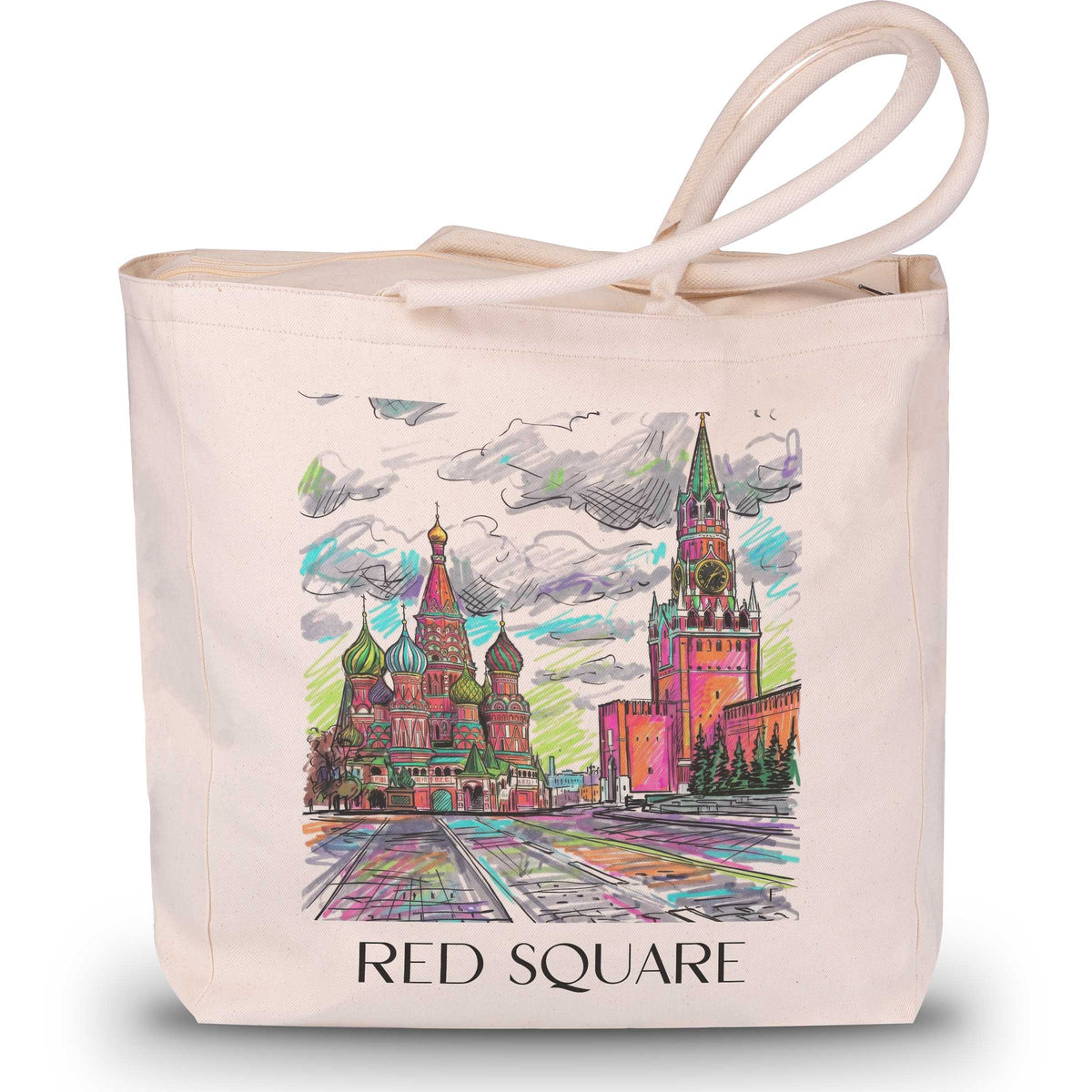 Roter Platz, Kremel - Russland Tote Bag - Einkaufstasche im Tag Graffiti Stil - favplace