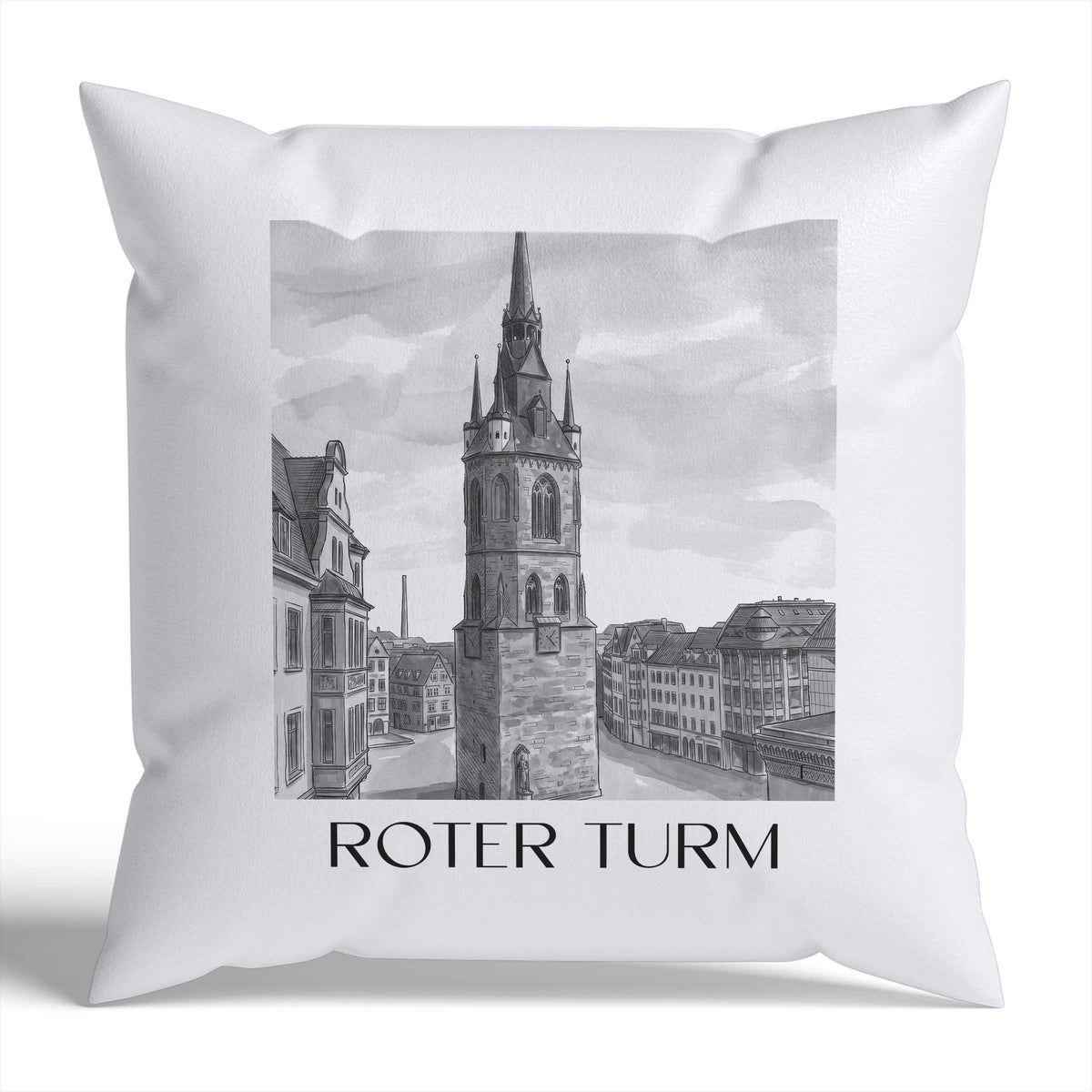 roter-turm-halle-deutschland-kissenbezug-aquarell-schwarz-weiss