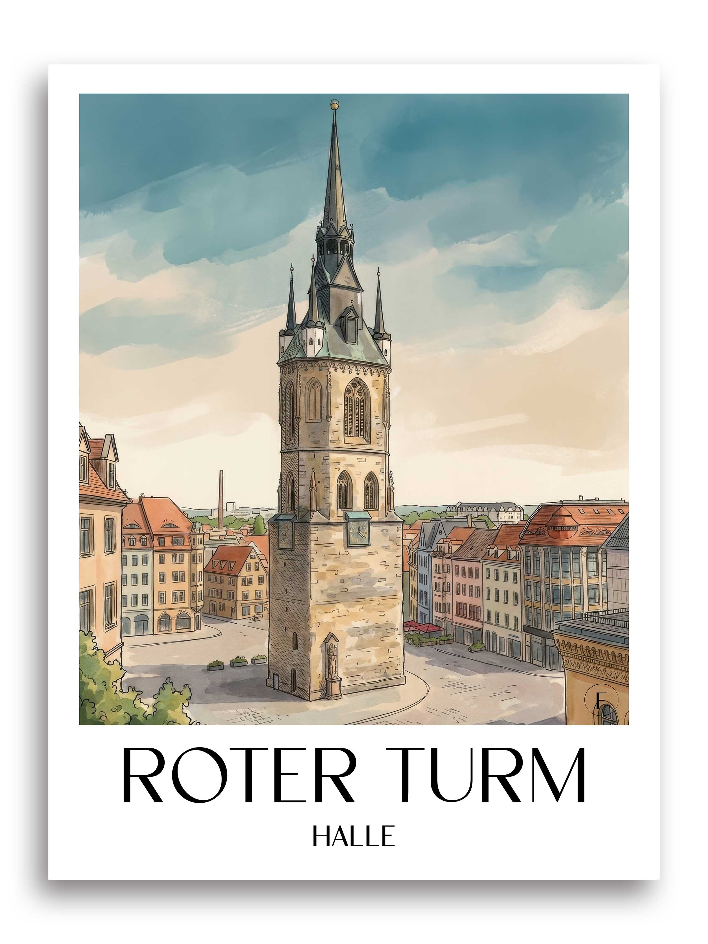 roter-turm-halle-deutschland-poster-aquarell