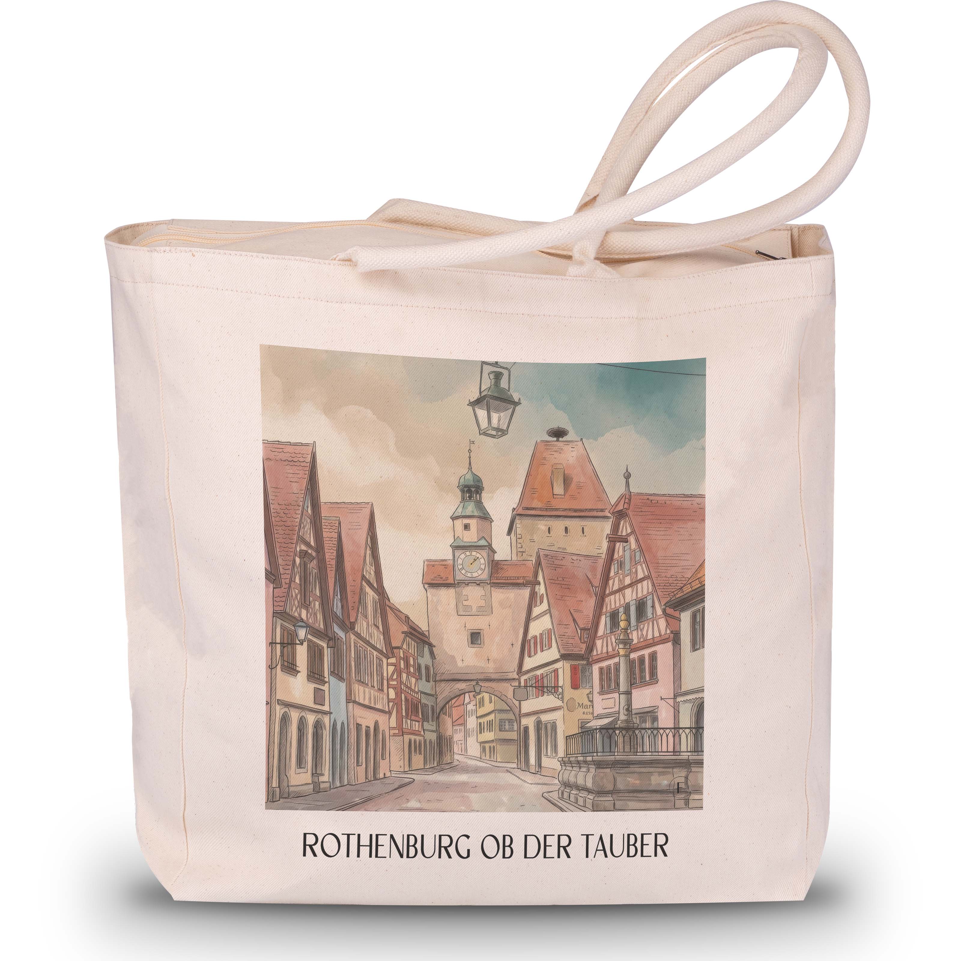 rothenburg-ob-der-tauber-deutschland-einkaufstasche-aquarell