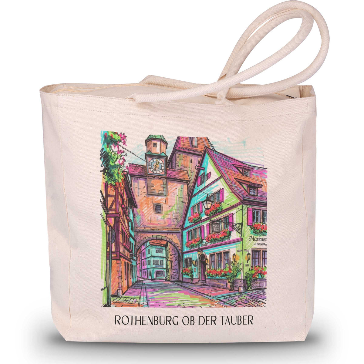 Rothenburg ob der Tauber - Deutschland Tote Bag - Einkaufstasche im Tag Graffiti Stil - favplace