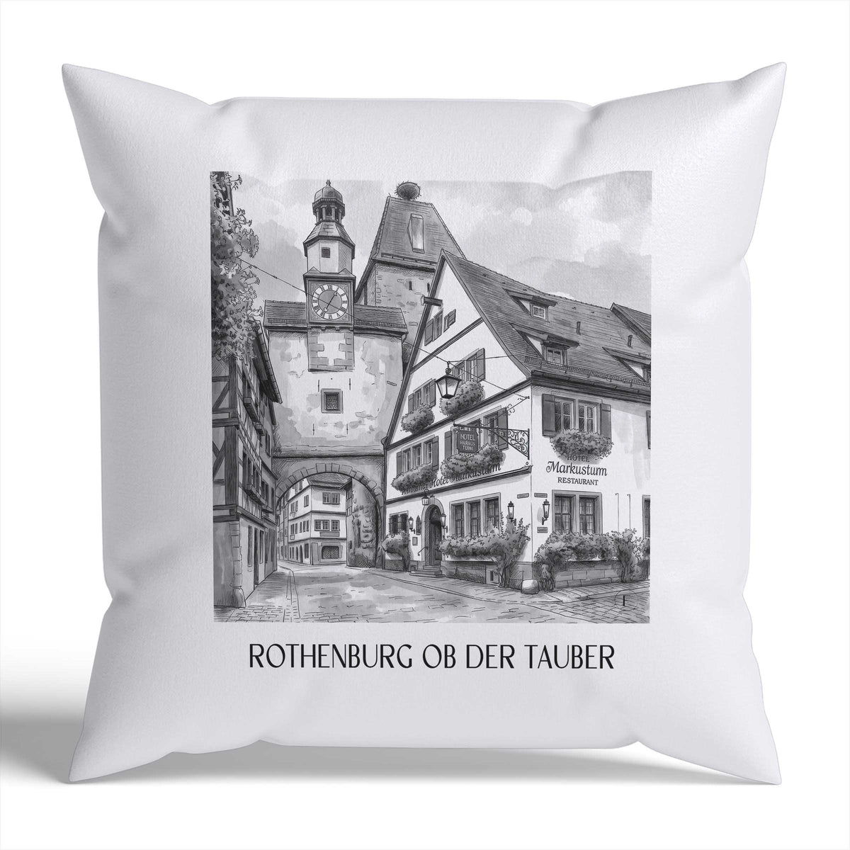rothenburg-ob-der-tauber-deutschland-deutschland-kissenbezug-aquarell-schwarz-weiss