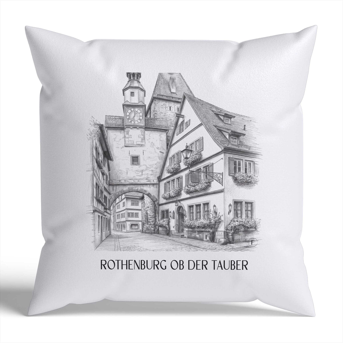rothenburg-ob-der-tauber-deutschland-deutschland-kissenbezug-bleistift-zeichnung-drawing