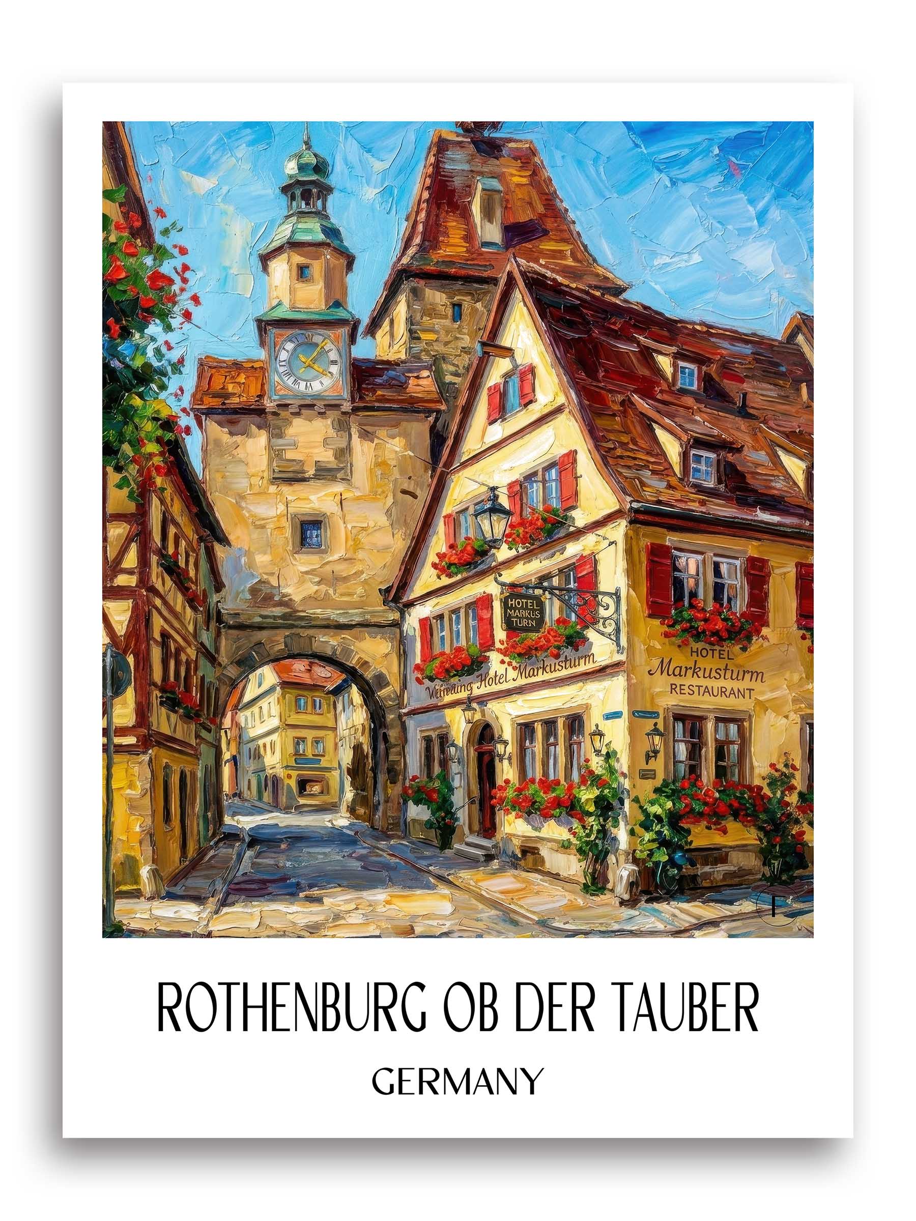 Rothenburg ob der Tauber Poster - - Deutschland Kunstdruck - Ölgemälde von A4 bis A1 - favplace