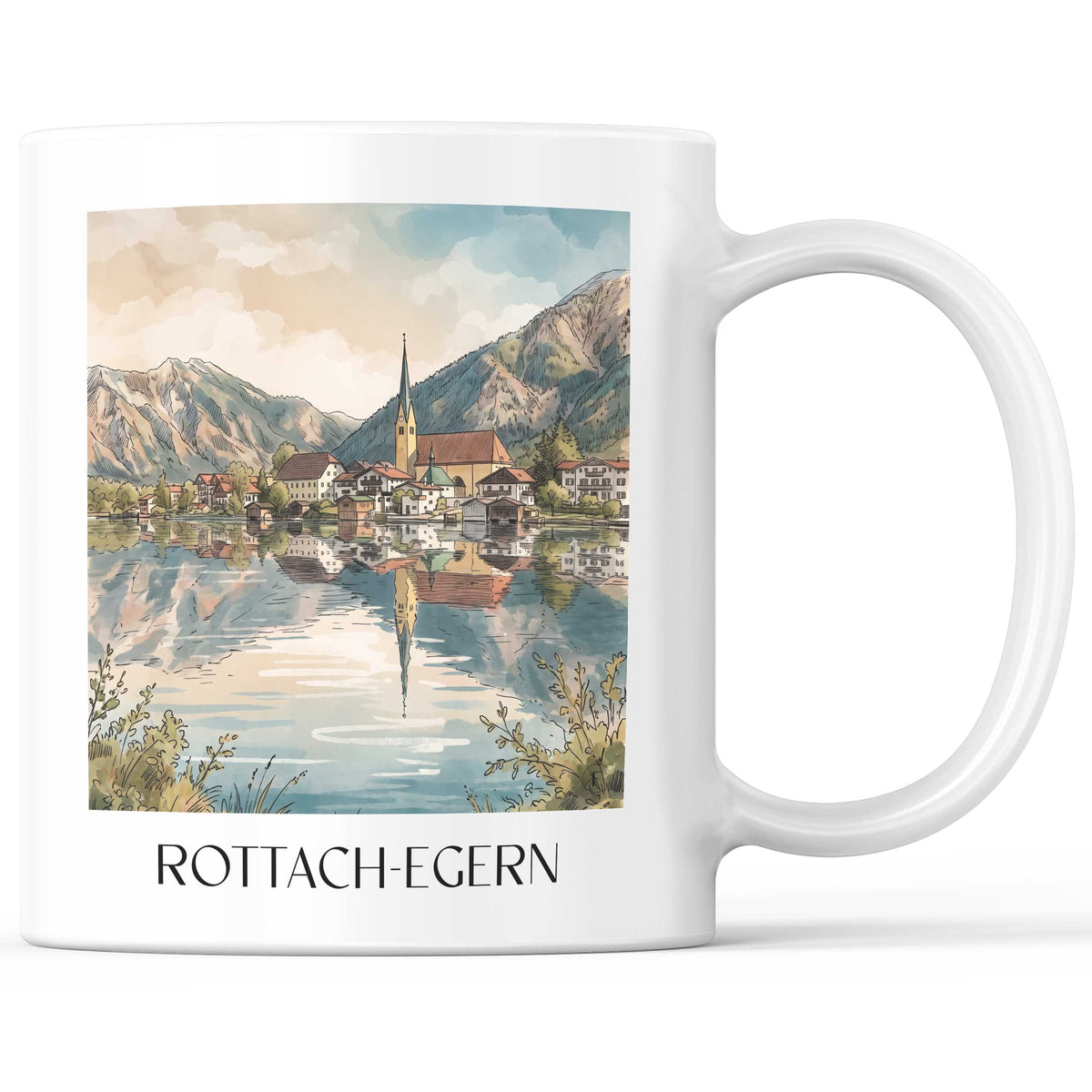 Rottach-Egern Kaffeebecher - Tegernsee - Deutschland Becher - Kaffeetasse im Aquarell Stil