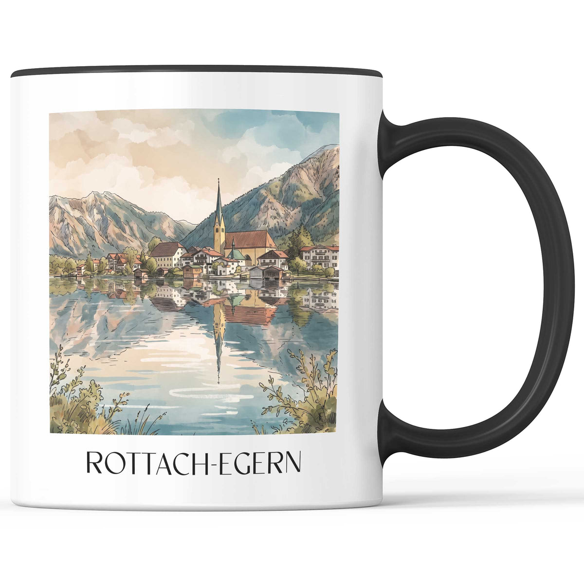 Rottach-Egern Kaffeebecher - Tegernsee - Deutschland Becher - Kaffeetasse im Aquarell Stil