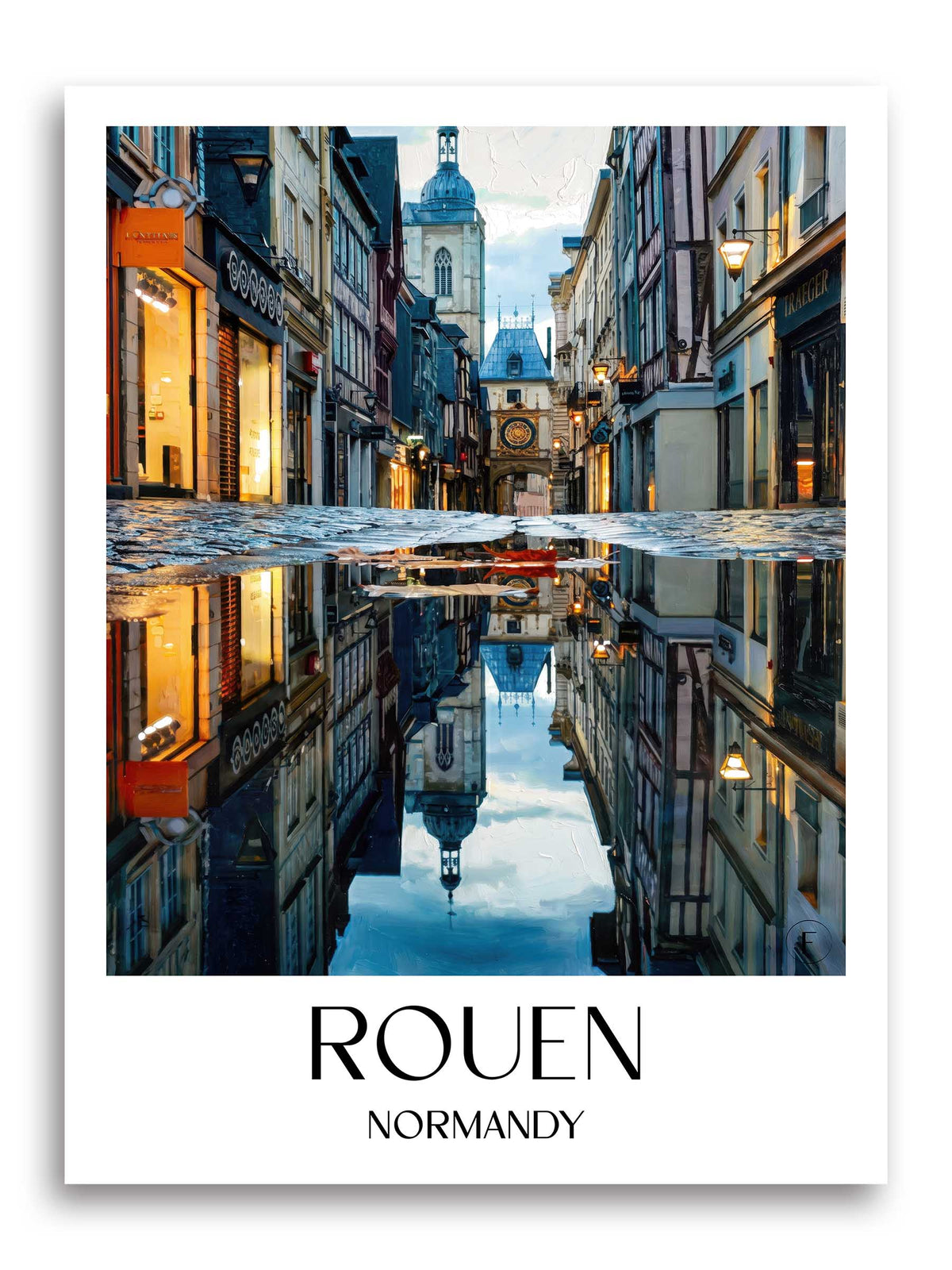 Rouen Poster - Normandie - Frankreich Kunstdruck - Ölgemälde von A4 bis A1 - favplace