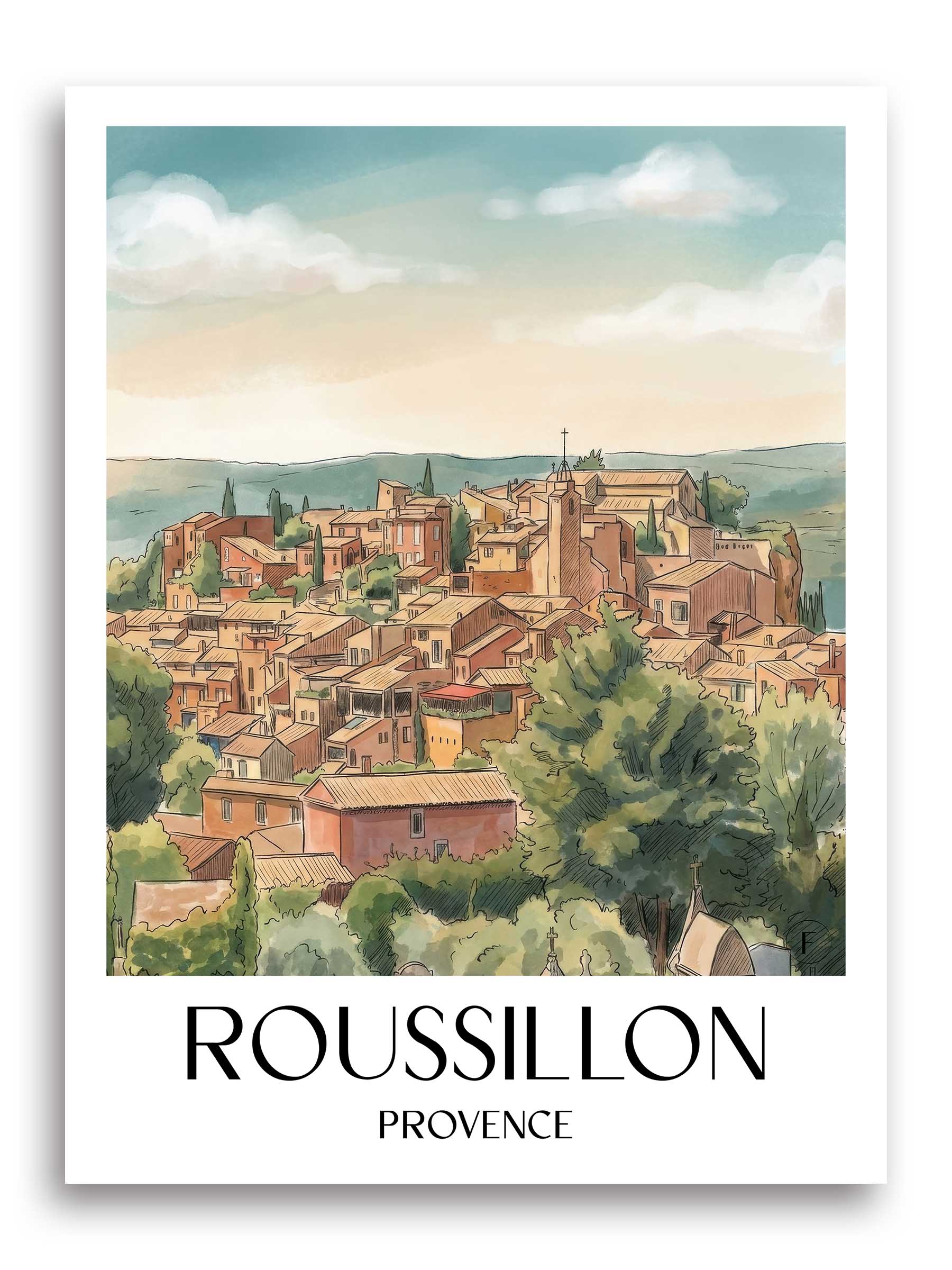 roussillon-provence-frankreich-poster-aquarell
