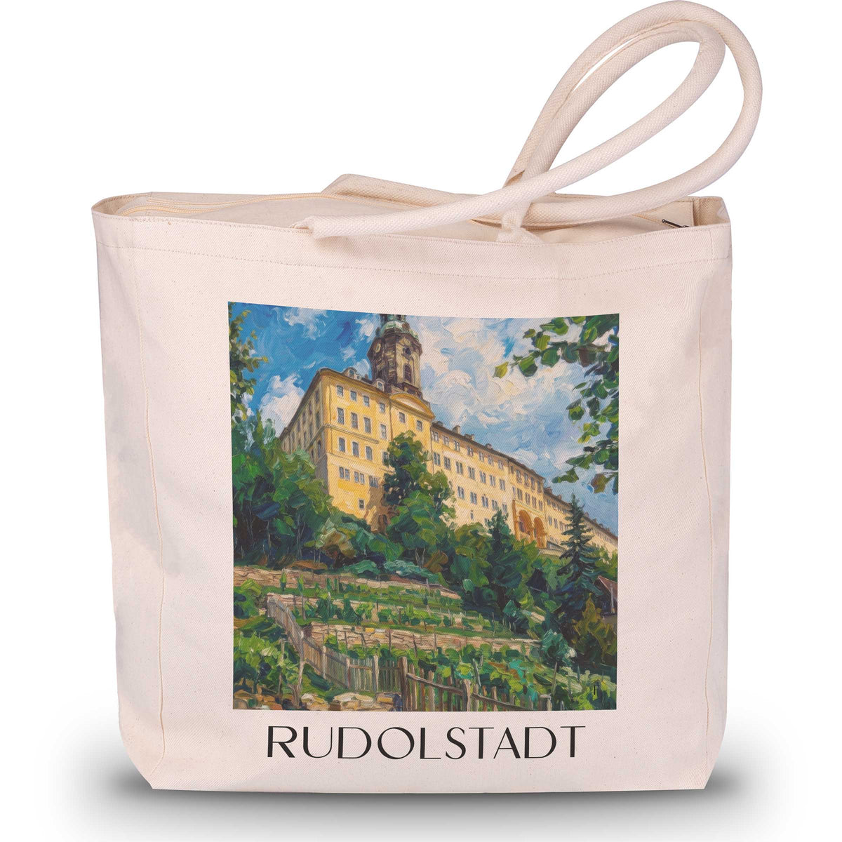 Rudolstadt Shopping Tasche - Saaletal - Deutschland Tote Bag - Einkaufstasche im Ölgemälde Stil - favplace