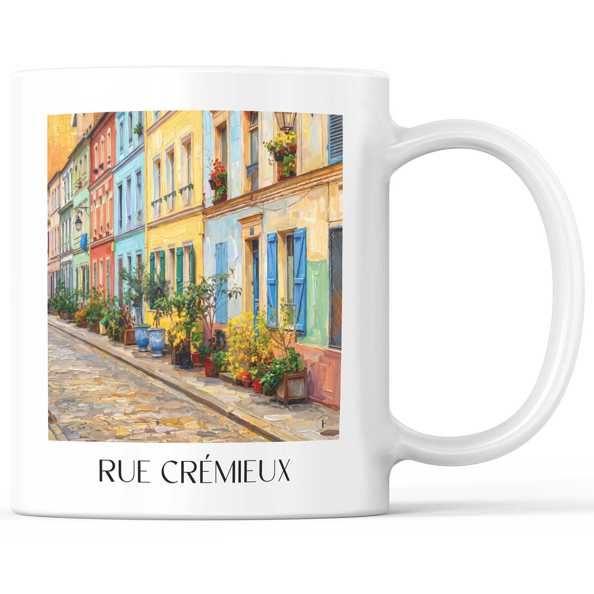 Rue Crémieux Kaffeebecher - Paris - Frankreich Becher - Kaffeetasse im Ölgemälde Stil - favplace