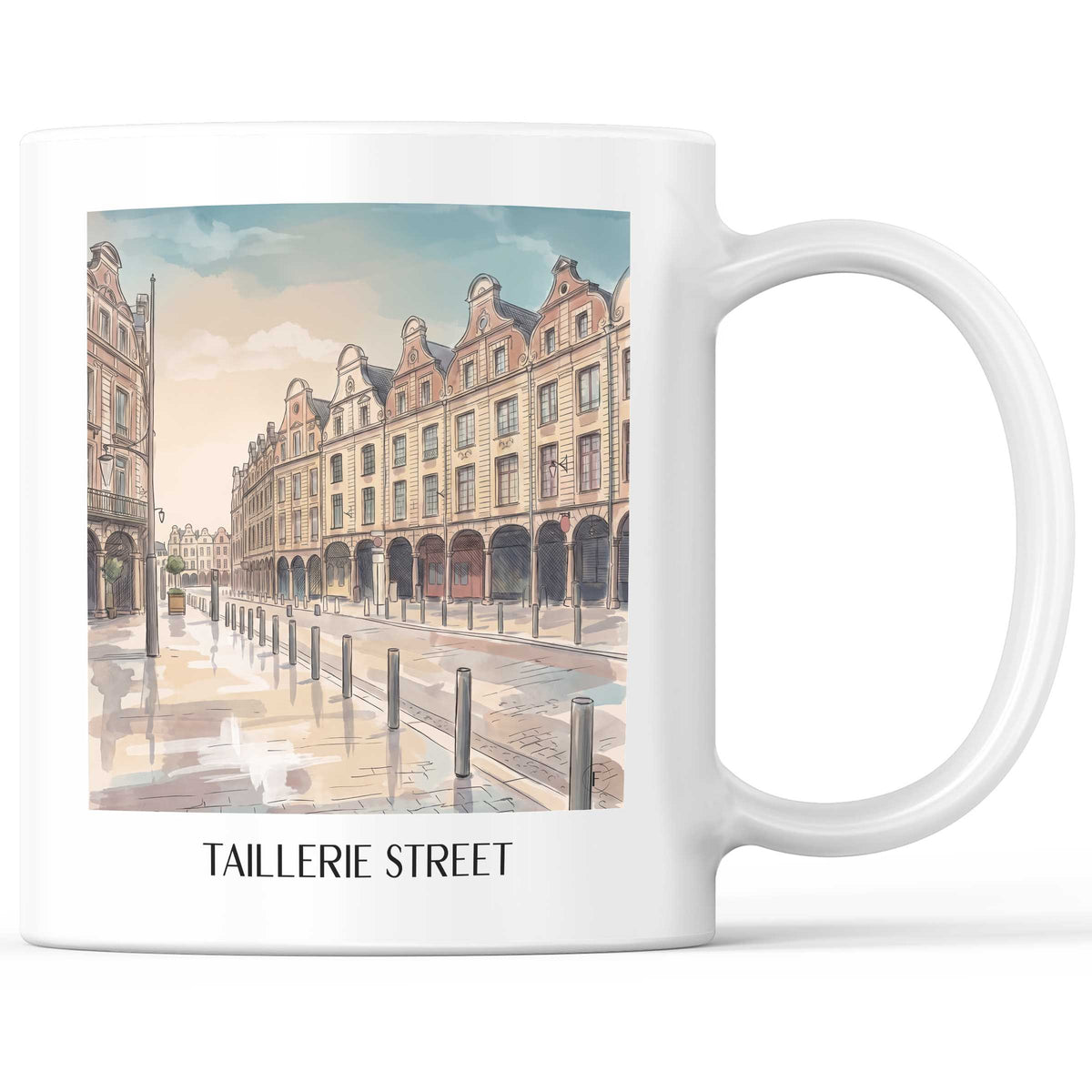 Rue de la Taillerie Kaffeebecher - Arras - Frankreich Becher - Kaffeetasse im Aquarell Stil