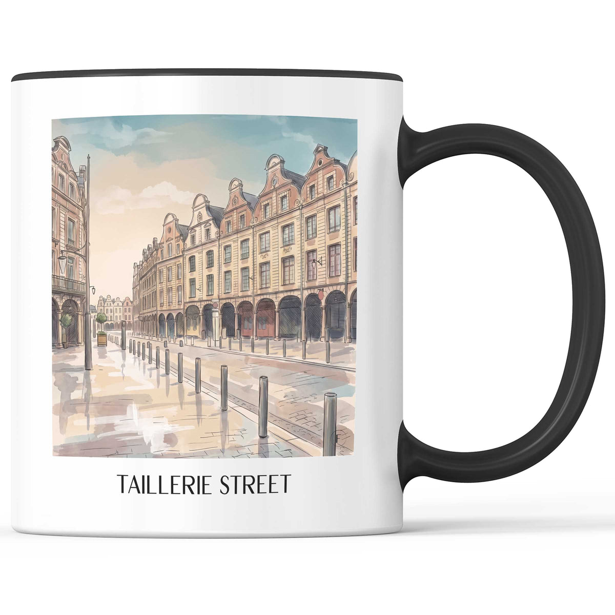 Rue de la Taillerie Kaffeebecher - Arras - Frankreich Becher - Kaffeetasse im Aquarell Stil