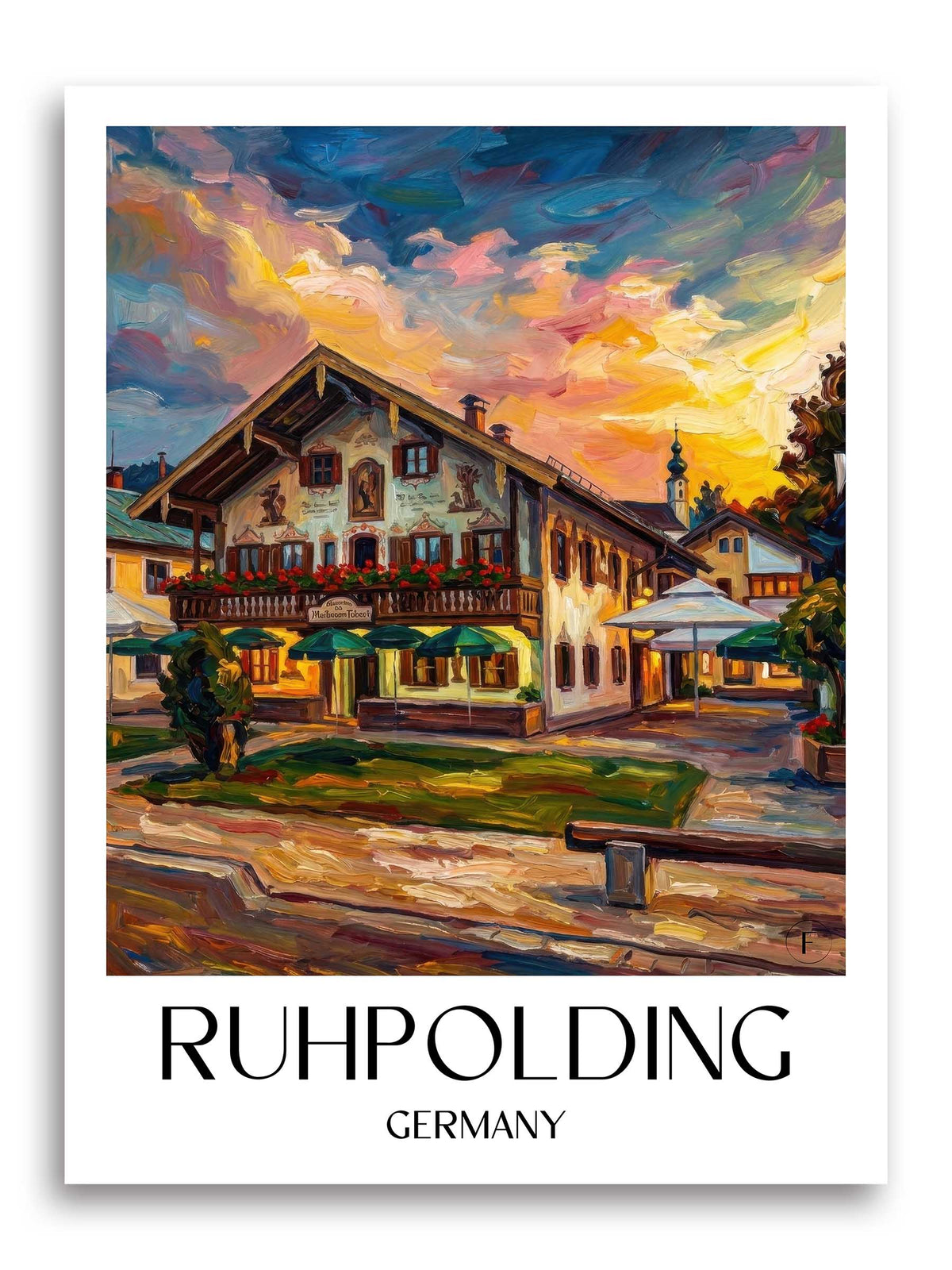 Ruhpolding Poster - Chiemgau - Deutschland Kunstdruck - Ölgemälde von A4 bis A1 - favplace