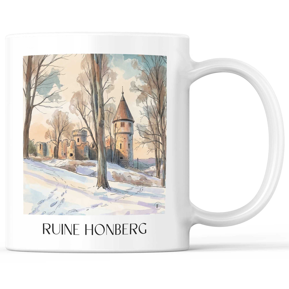 Ruine Honberg Kaffeebecher - Tuttlingen - Deutschland Becher - Kaffeetasse im Aquarell Stil - favplace