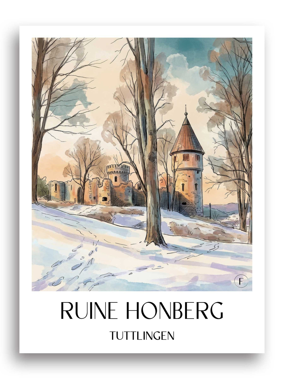 ruine-honberg-tuttlingen-deutschland-poster-aquarell