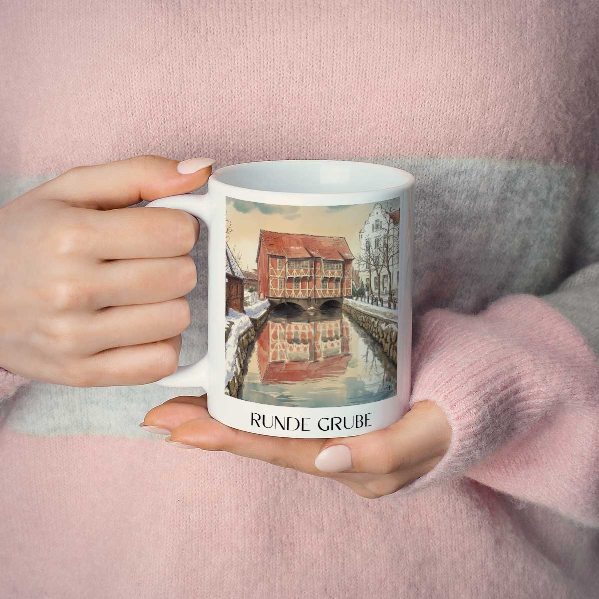 runde-grube-wismar-deutschland-kaffeebecher-aquarell