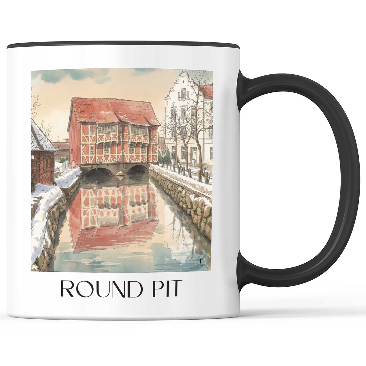 Runde Grube Kaffeebecher - Wismar - Deutschland Becher - Kaffeetasse im Aquarell Stil - favplace
