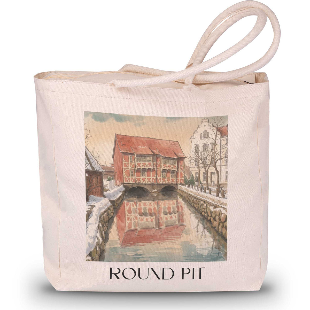 Runde Grube Shopping Tasche - Wismar - Deutschland Tote Bag - Einkaufstasche im Aquarell Stil - favplace